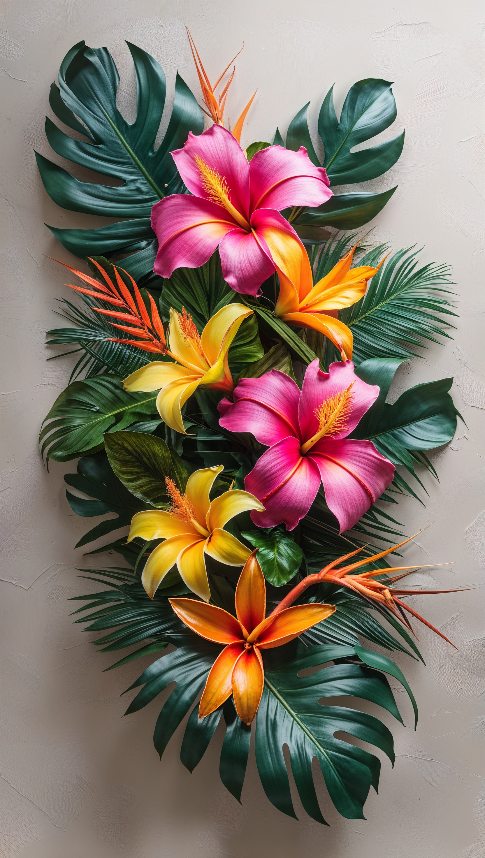 Rainbow-colored abstract flower pattern on dark background