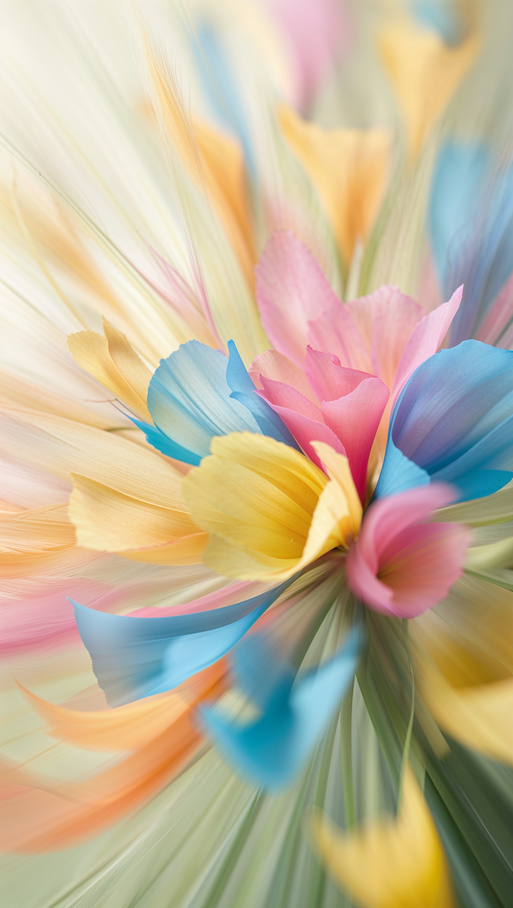 Wildflower explosion with multicolor petals, soft blur motion