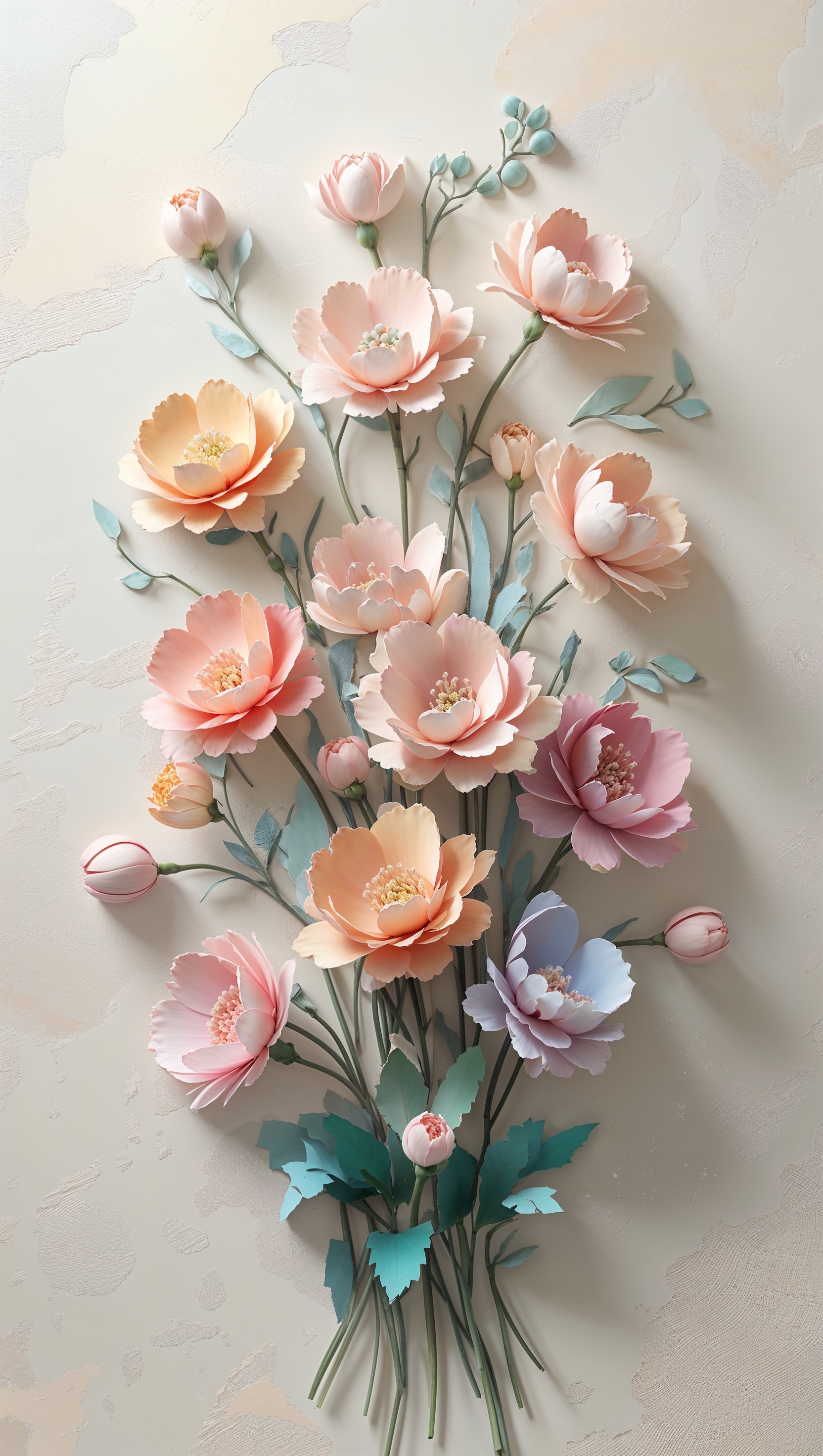 Pixel-art flowers in soft retro colors, cute and nostalgic