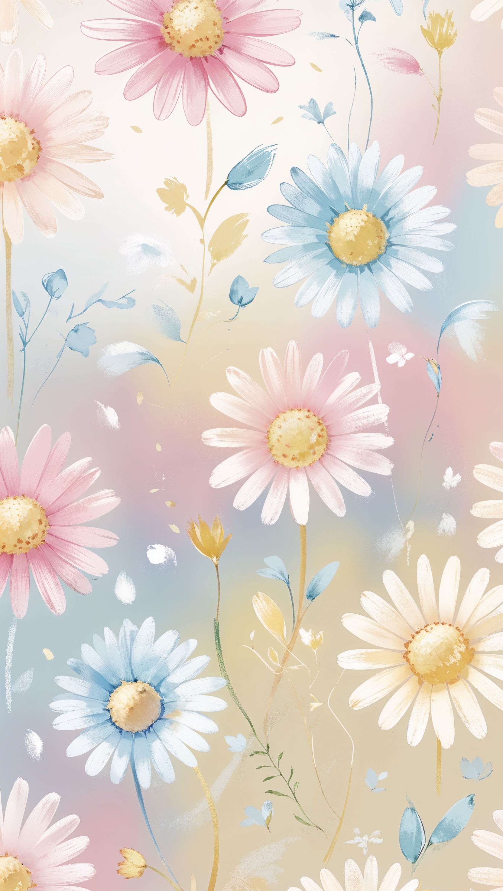 Pastel daisy pattern with subtle gradient, modern floral design