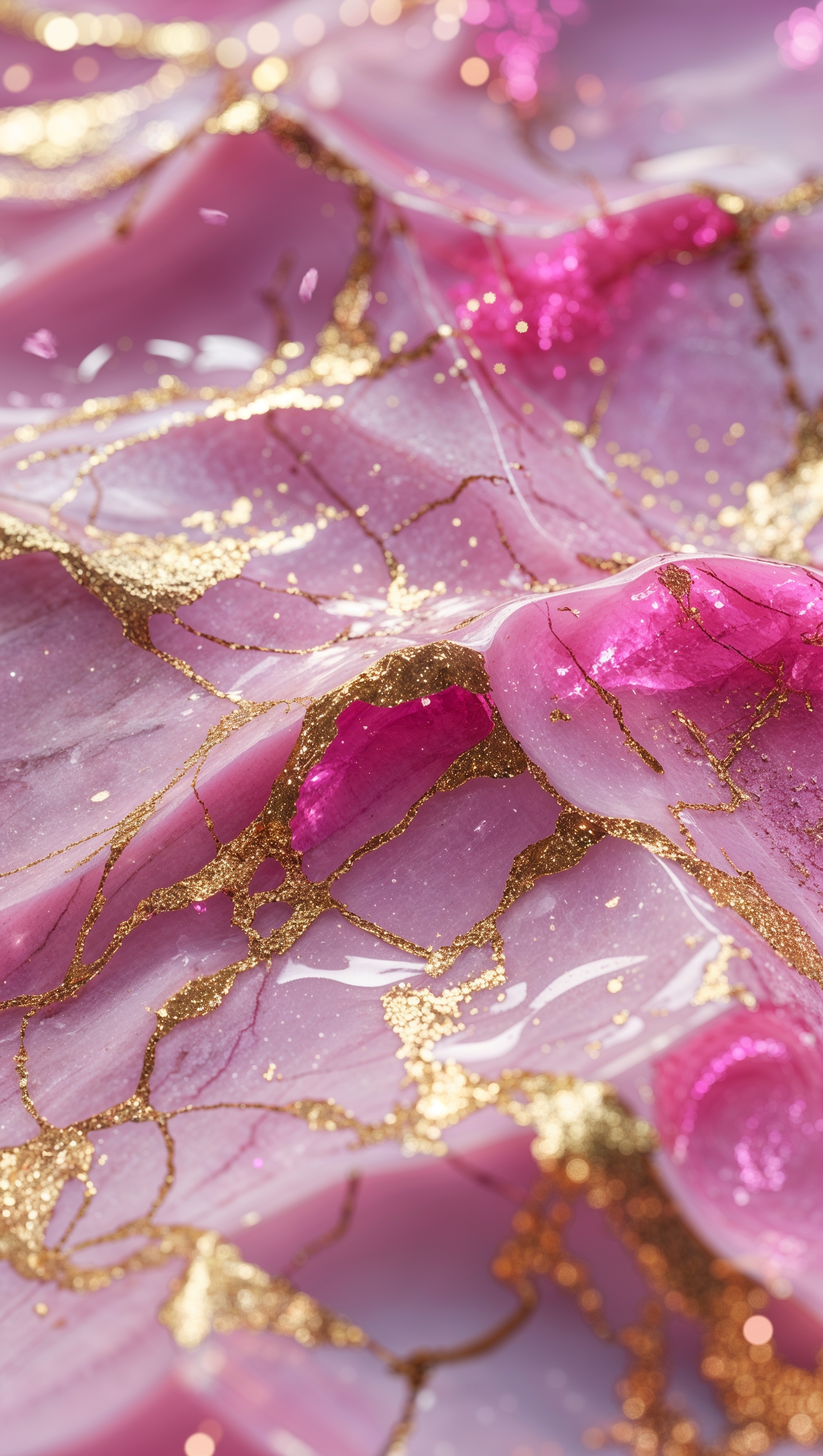 Glittery pink marble texture with subtle gold veins