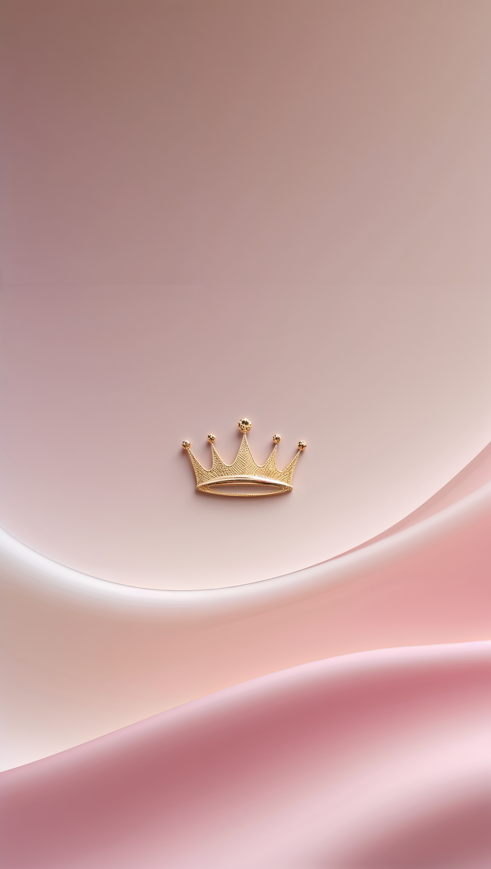 Minimalist pink gradient background with tiny golden crown icon