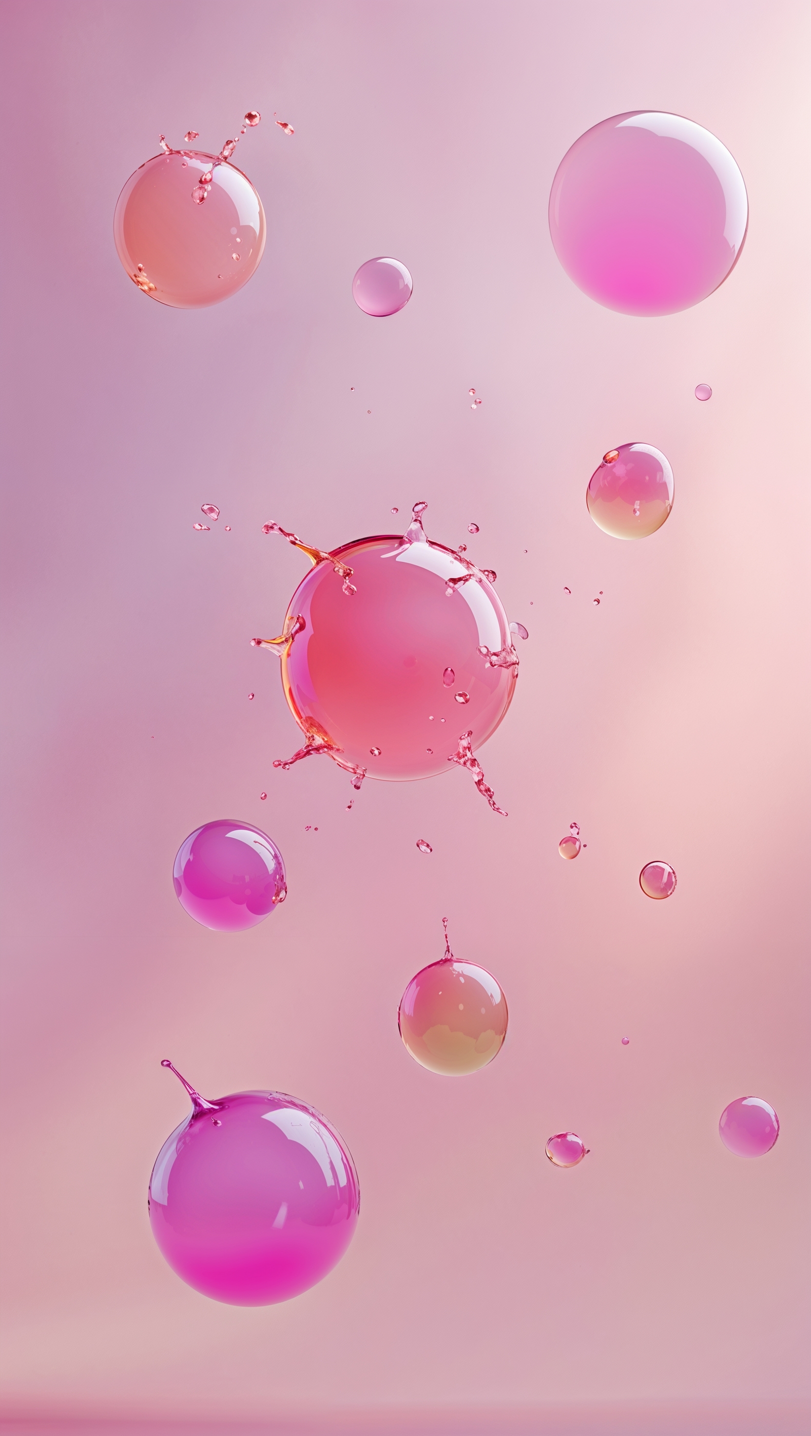 Bubble gum bubbles floating against soft pink gradient background