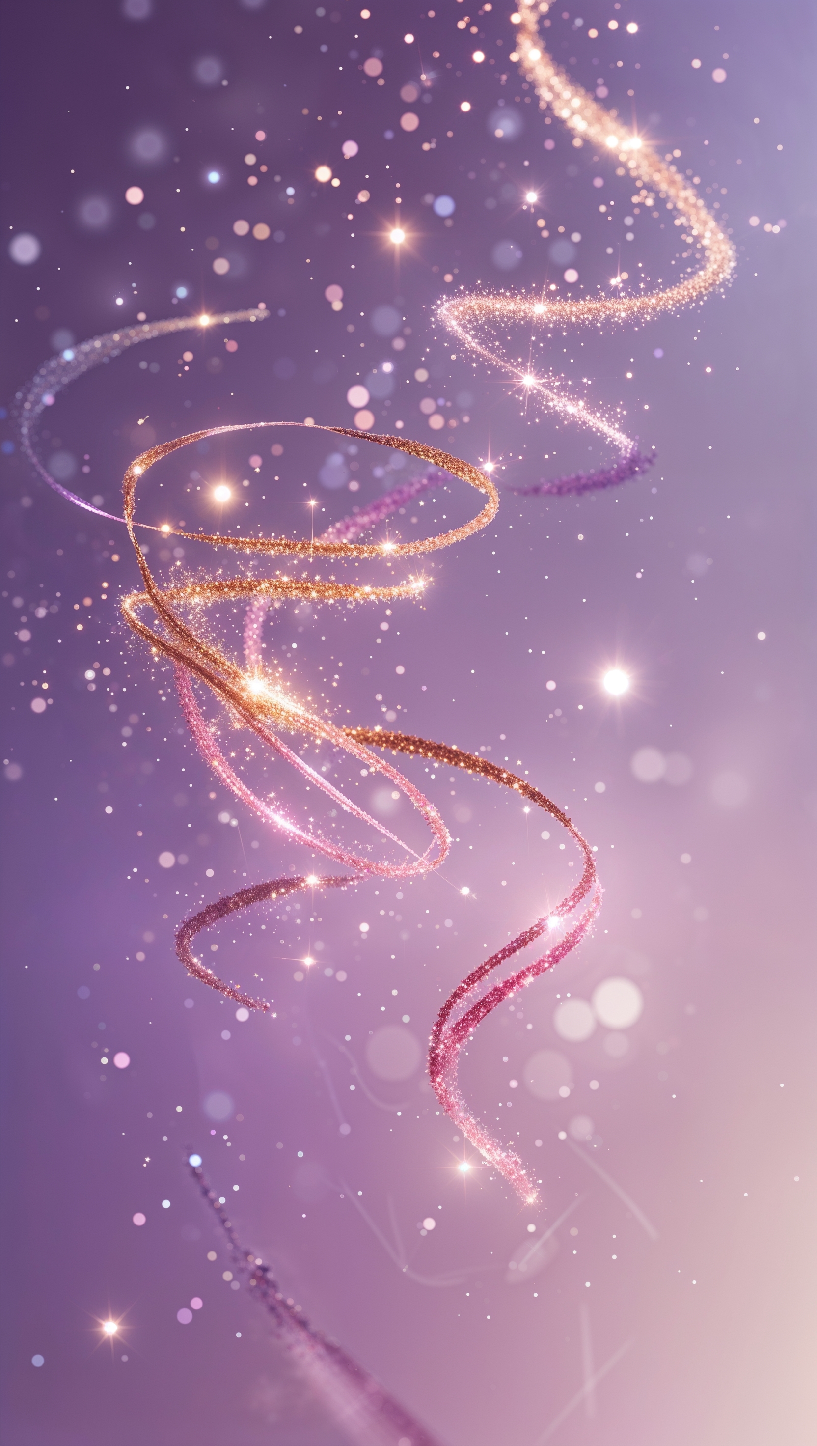 Magical sparkles floating over pastel purple background
