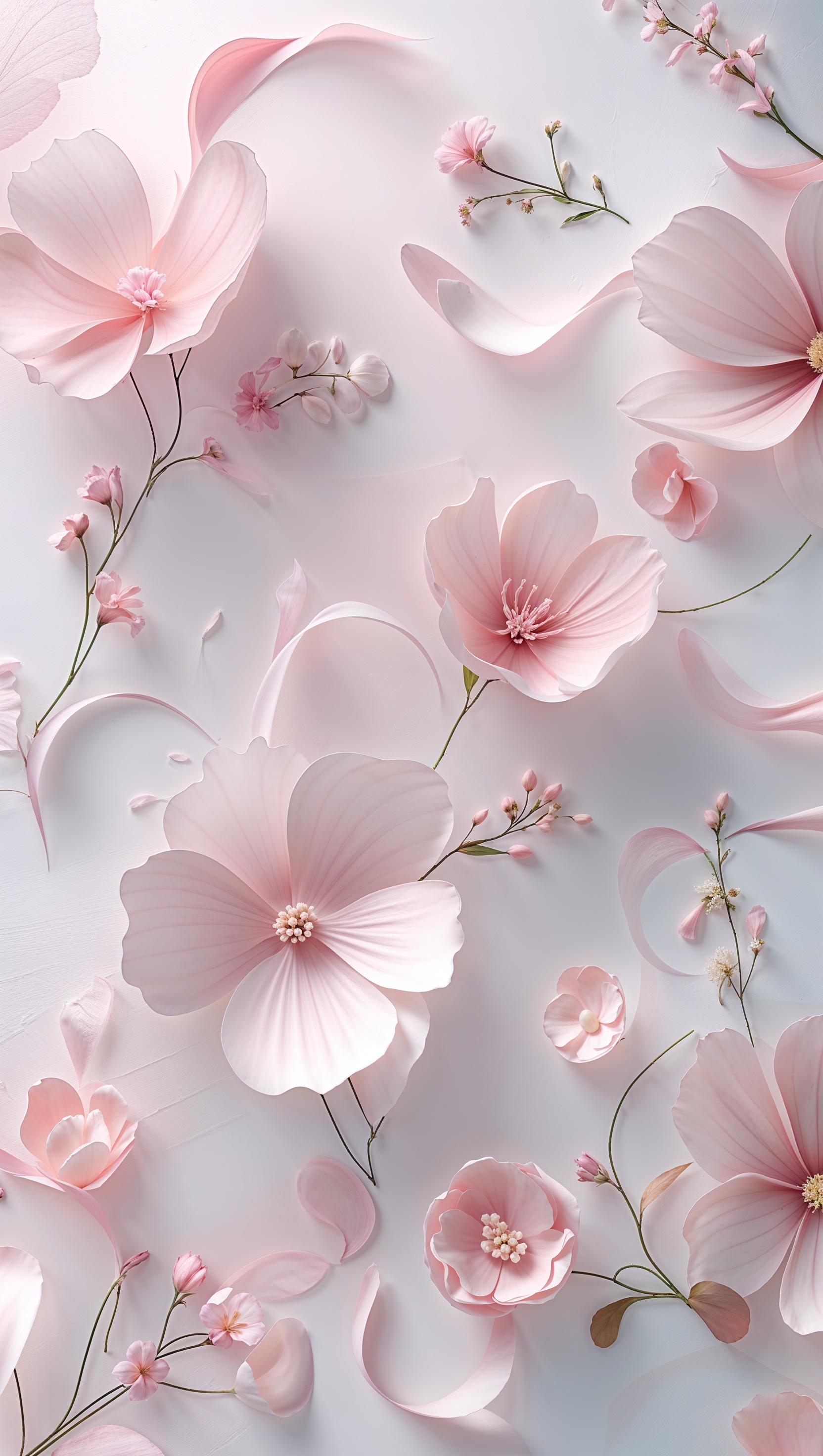 Aesthetic pastel pink-themed flower design with clean composition and balanced spacing for phone screens