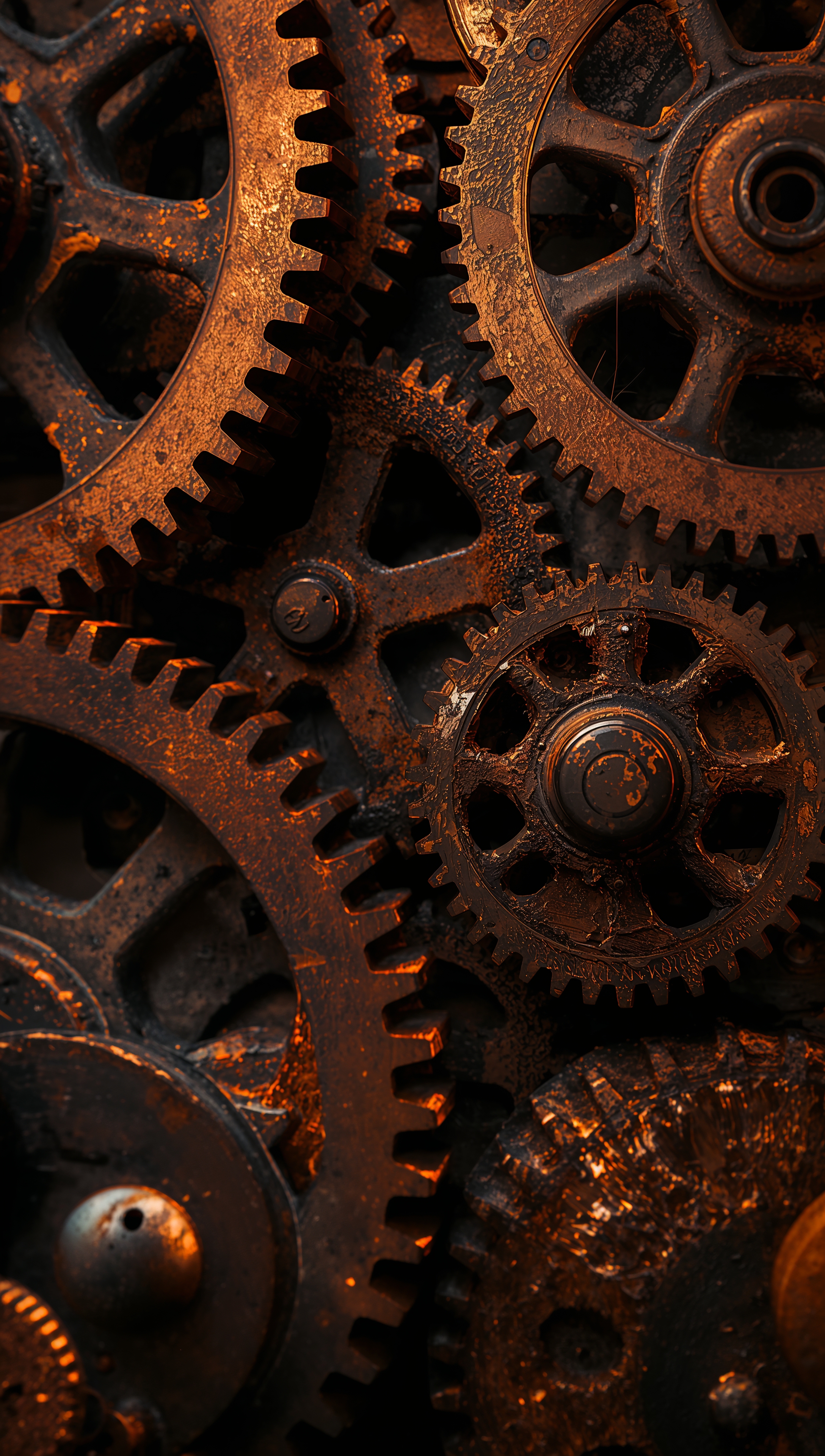 Dark Gears iPhone Wallpaper – Golden rusty effect