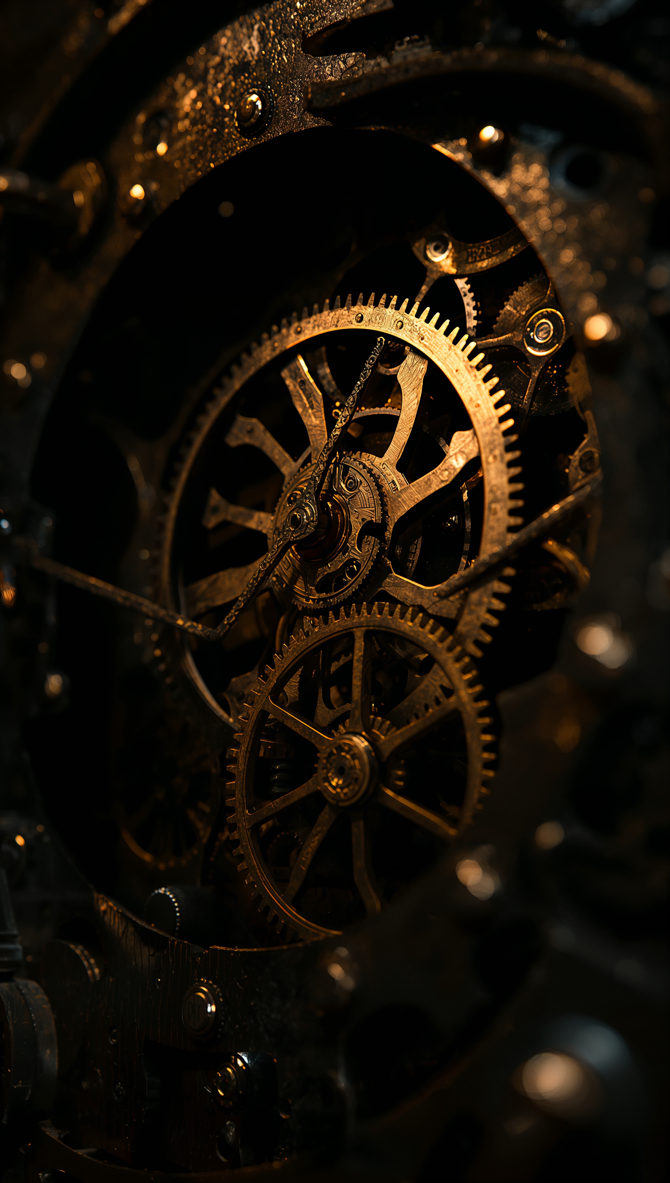 Dark Gears iPhone Wallpaper – Futuristic metal texture