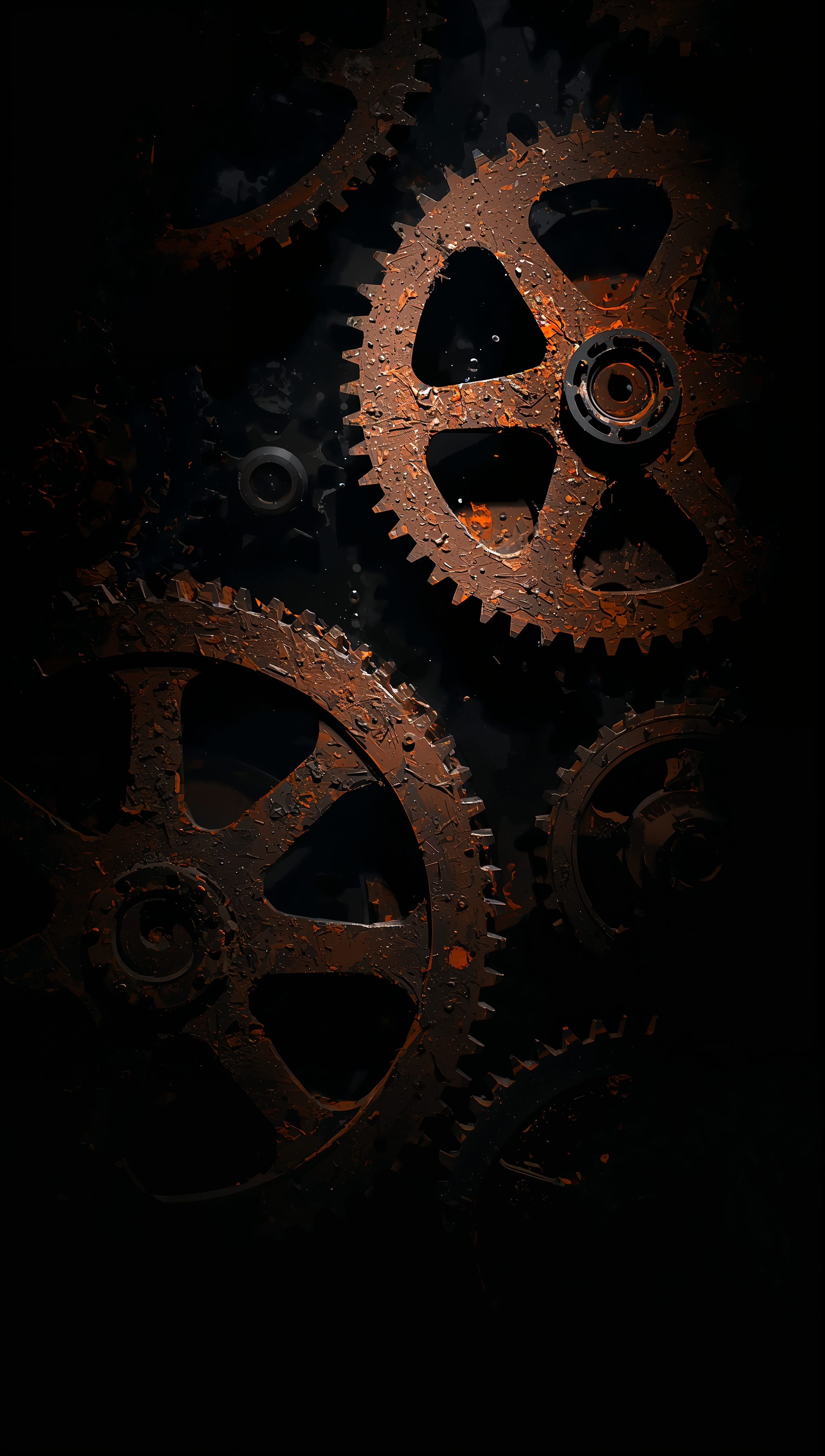 Dark Gears iPhone Wallpaper – Cyberpunk neon design