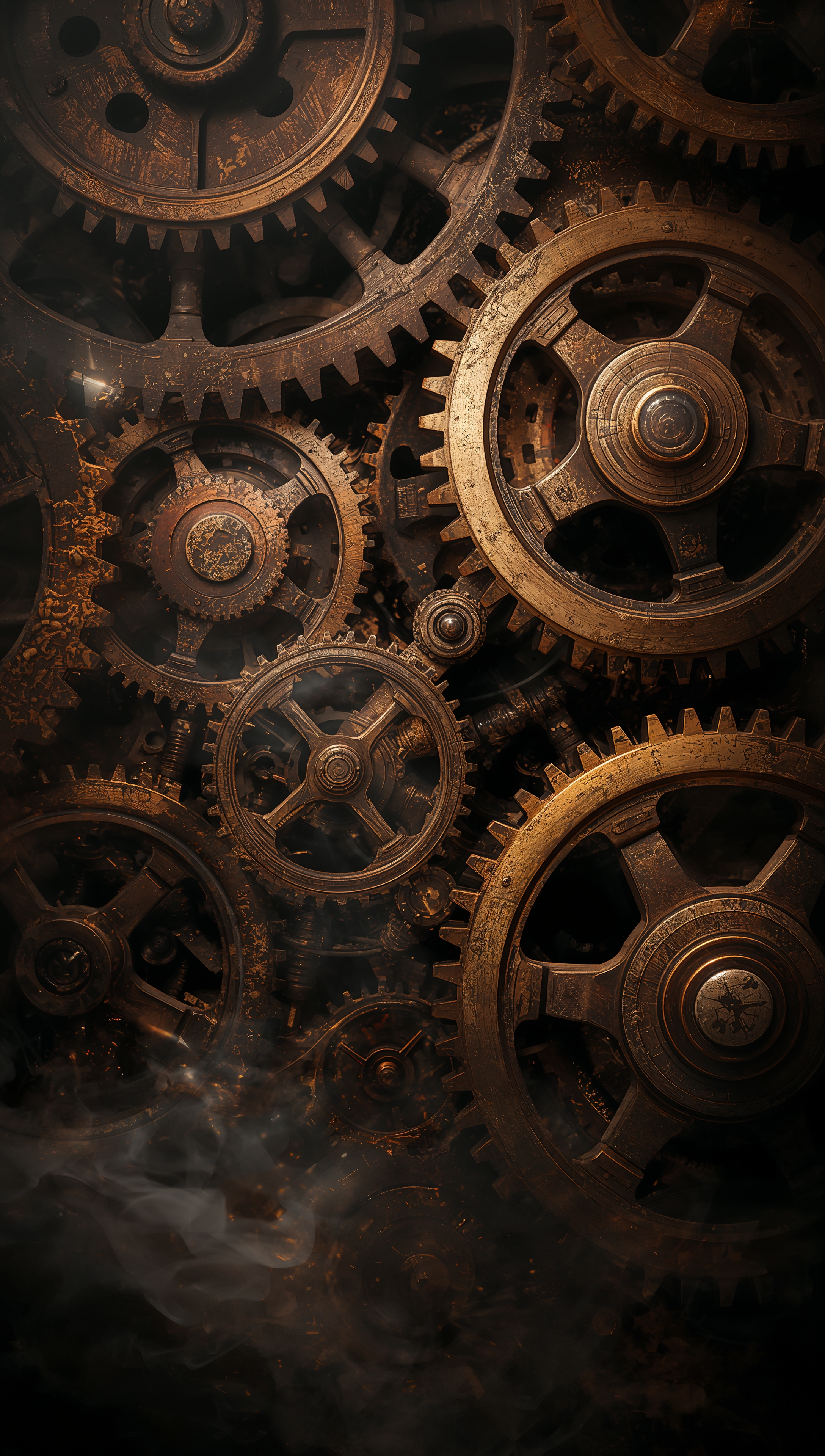 Dark Gears iPhone Wallpaper – Rusty vintage machinery