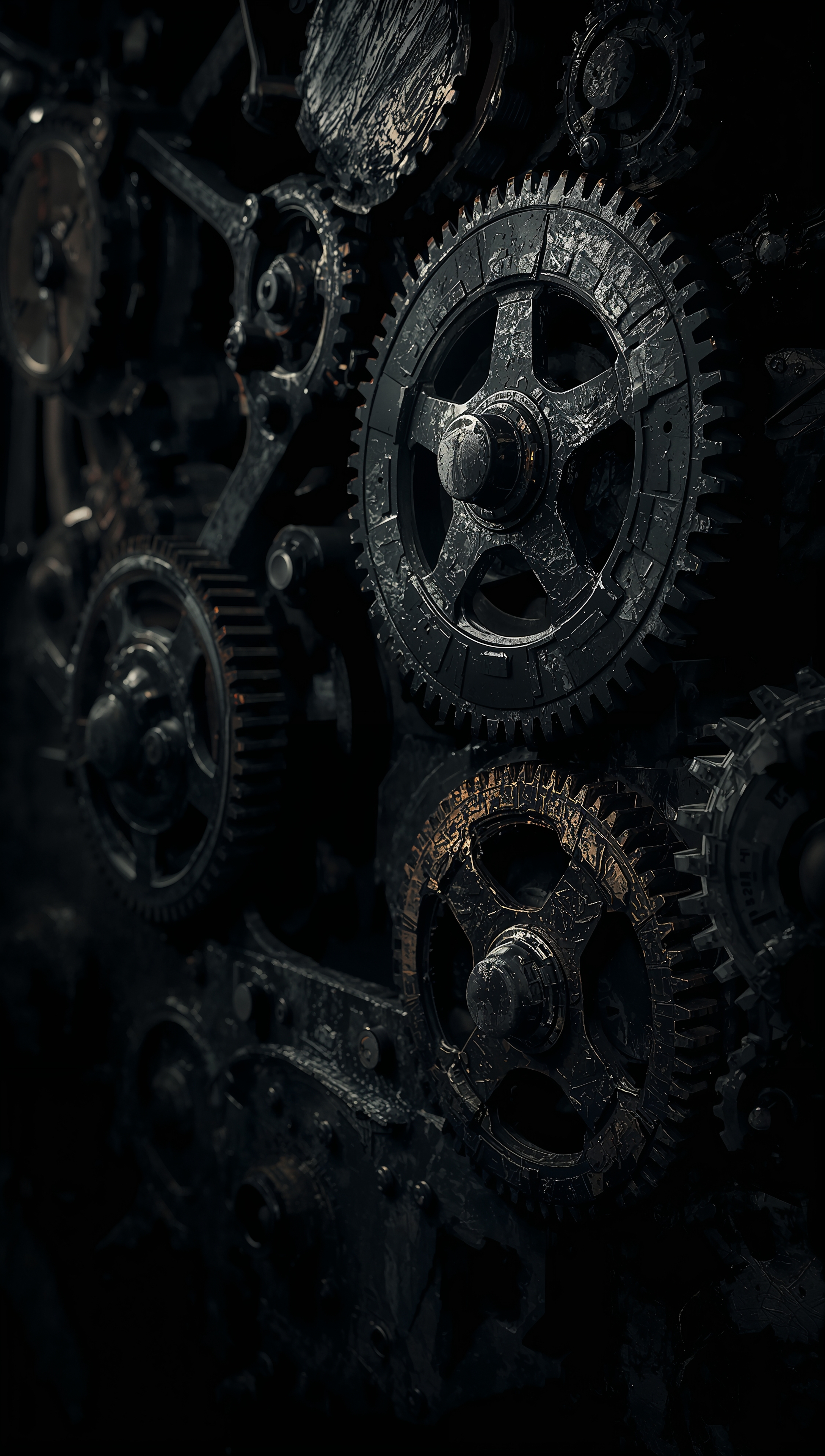 Dark Gears iPhone Wallpaper – Futuristic mechanical design