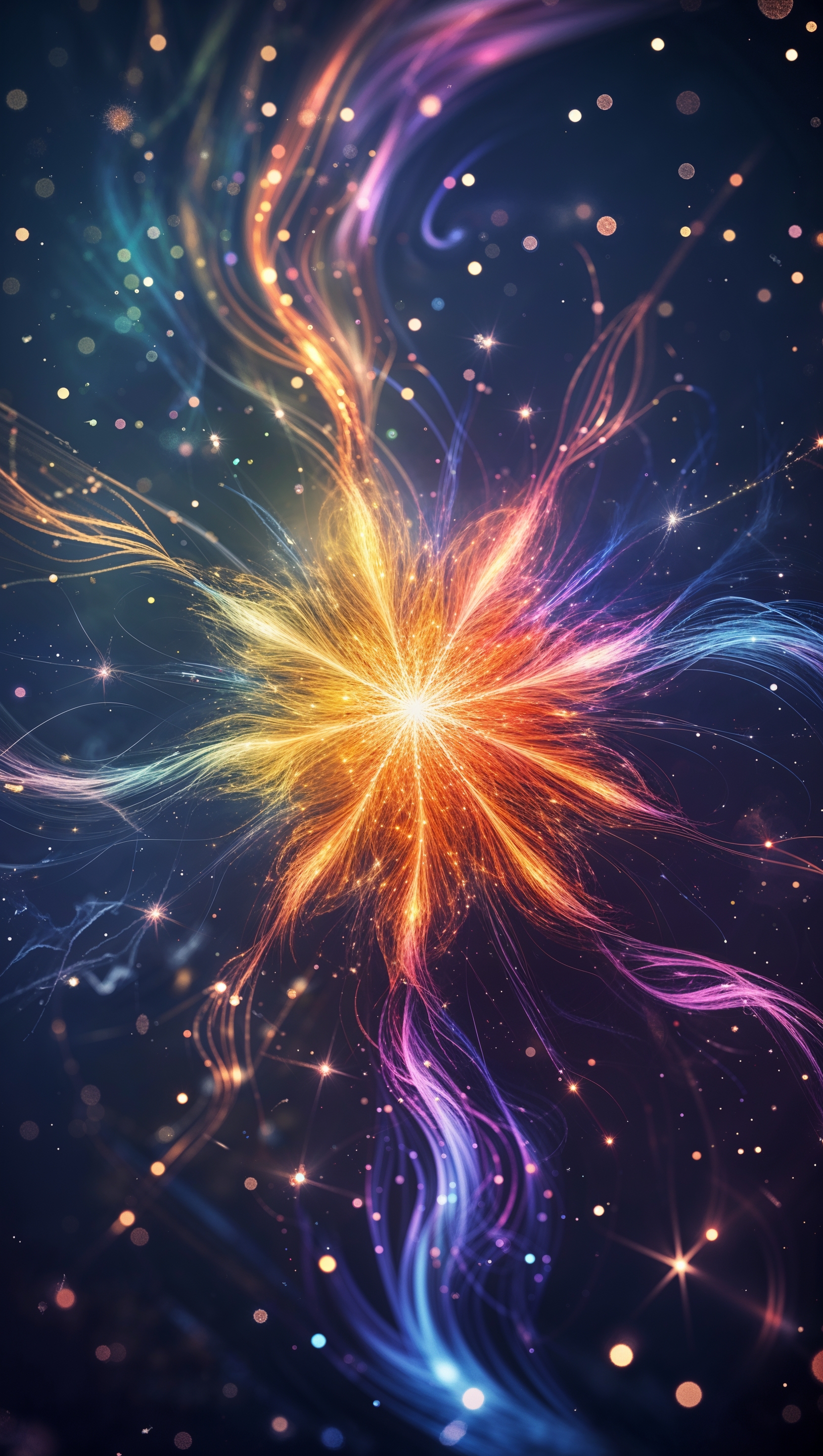 Magical starry sky filled with glowing dots, subtle fog, and a touch of fantasy