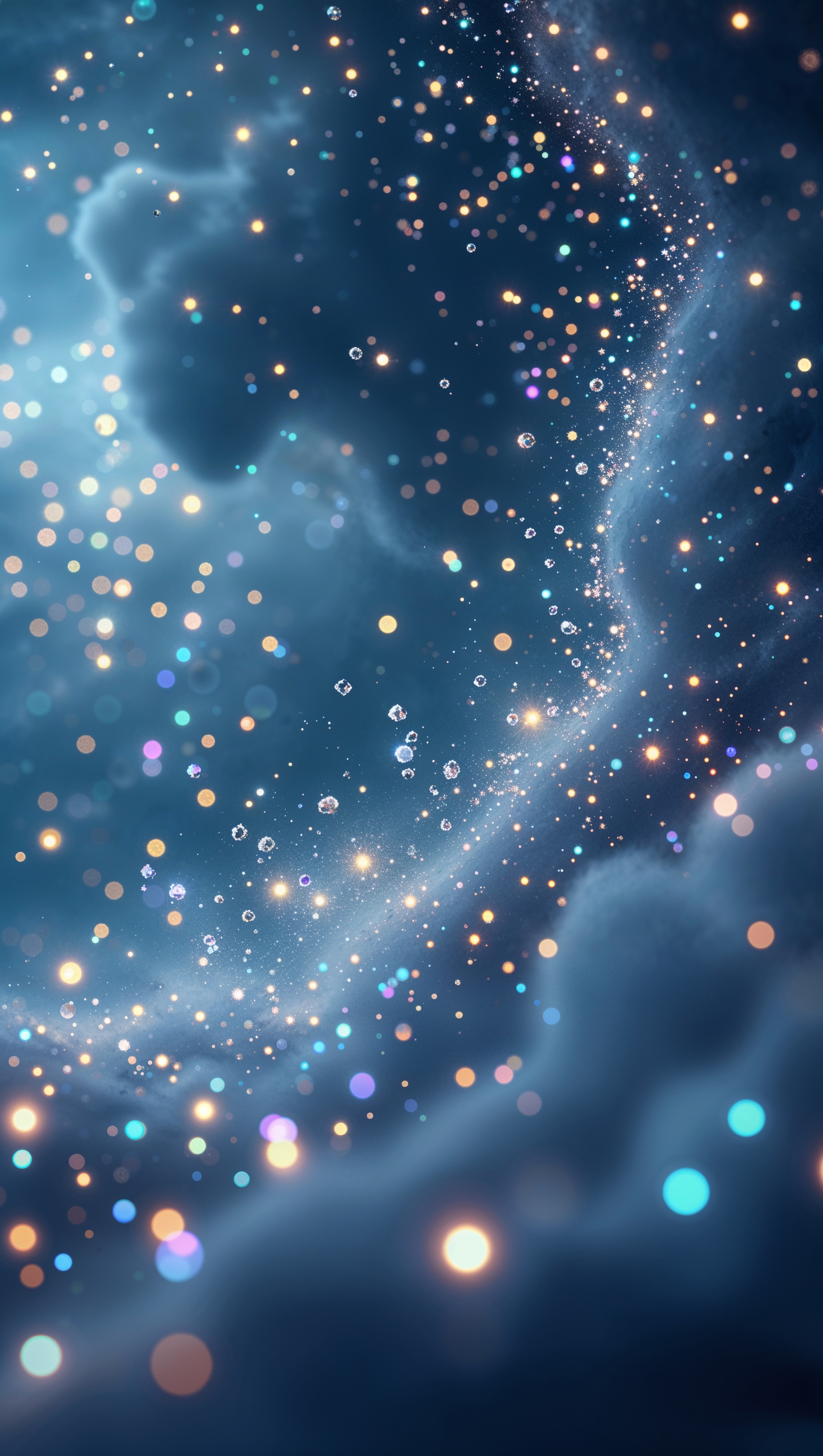 Cute pastel star wallpaper with tiny cartoon-style stars and soft-colored clouds