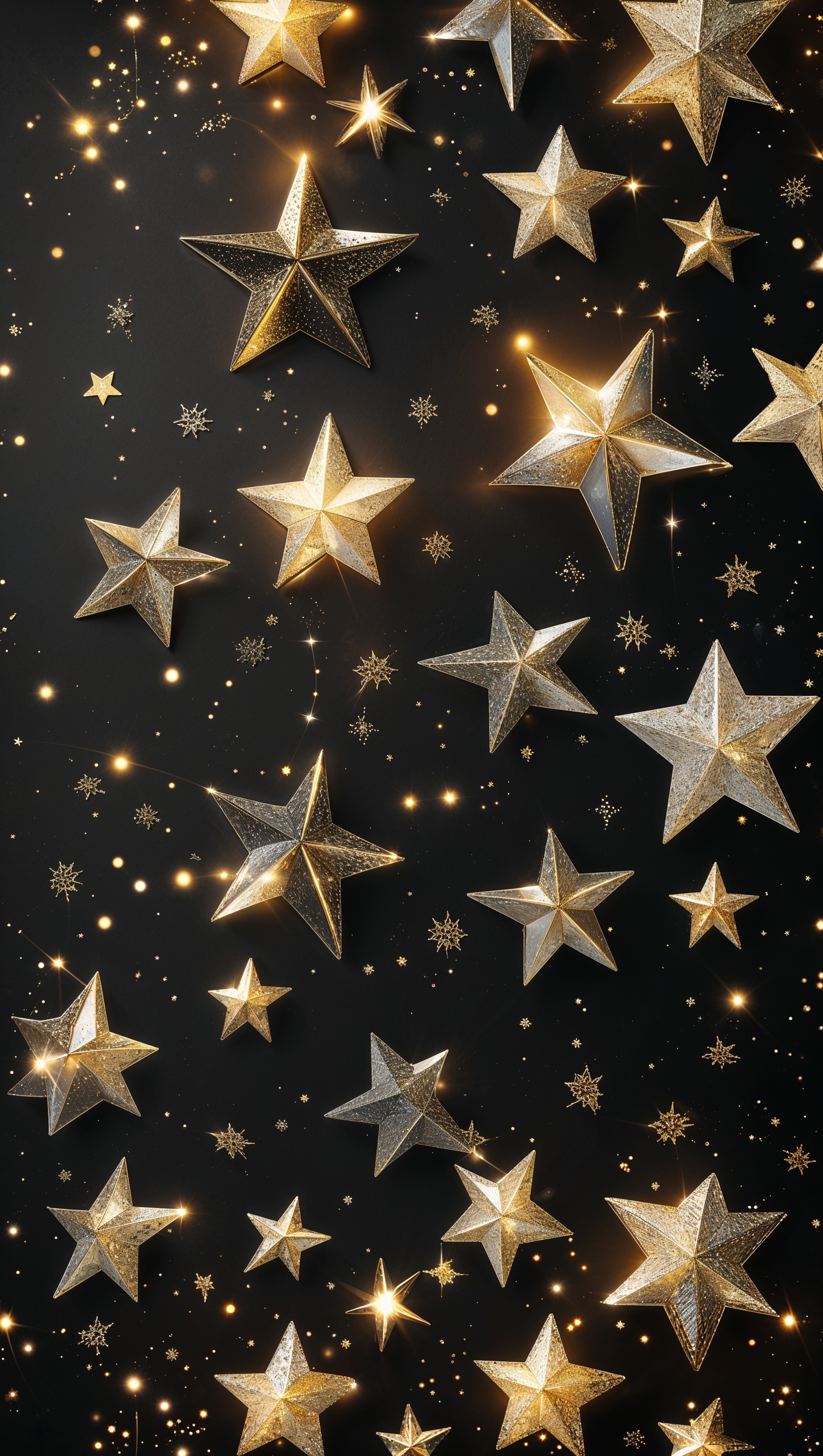 A magical night sky filled with stars and soft watercolor textures, vertical layout