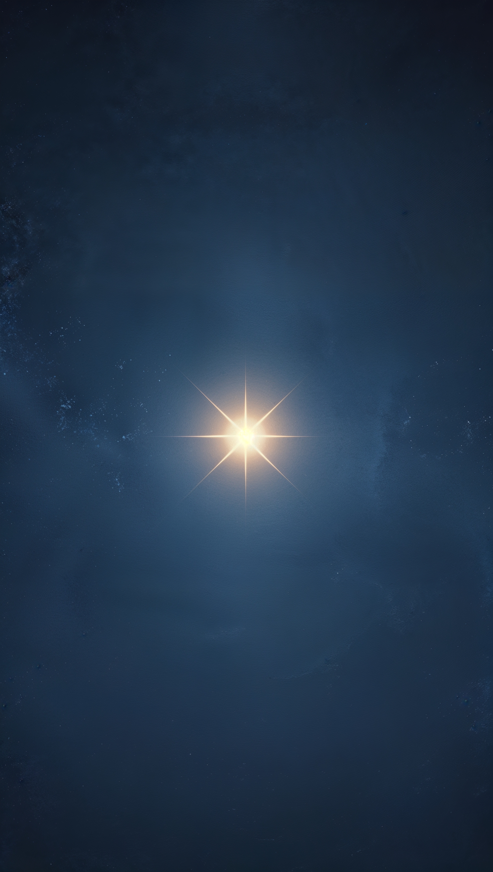 Minimalist star wallpaper with a single glowing star in the center over a deep blue background
