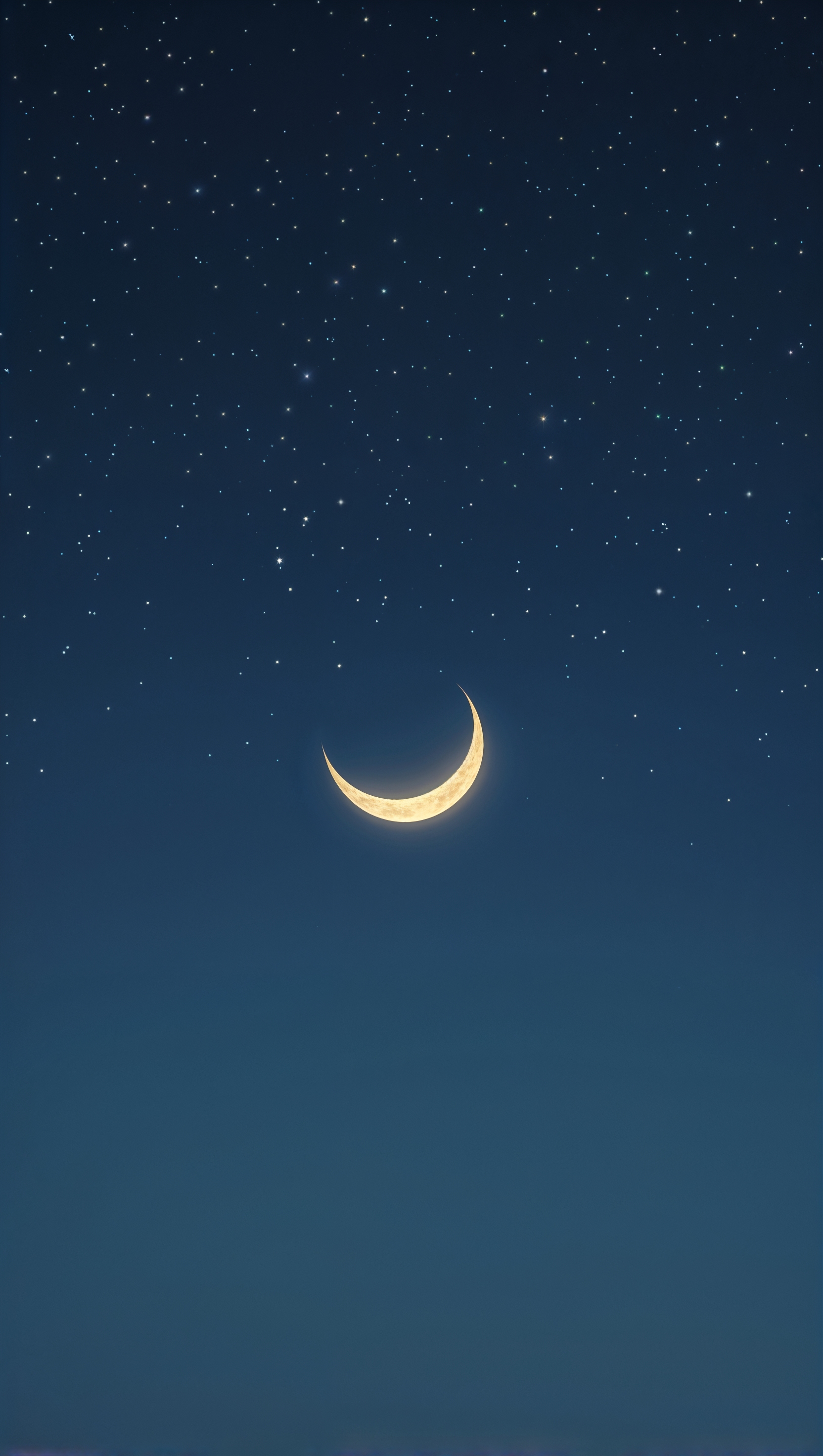 A serene and contemplative night sky with a subtle sprinkle of minimal, delicate stars that twinkle like diamonds against the soft