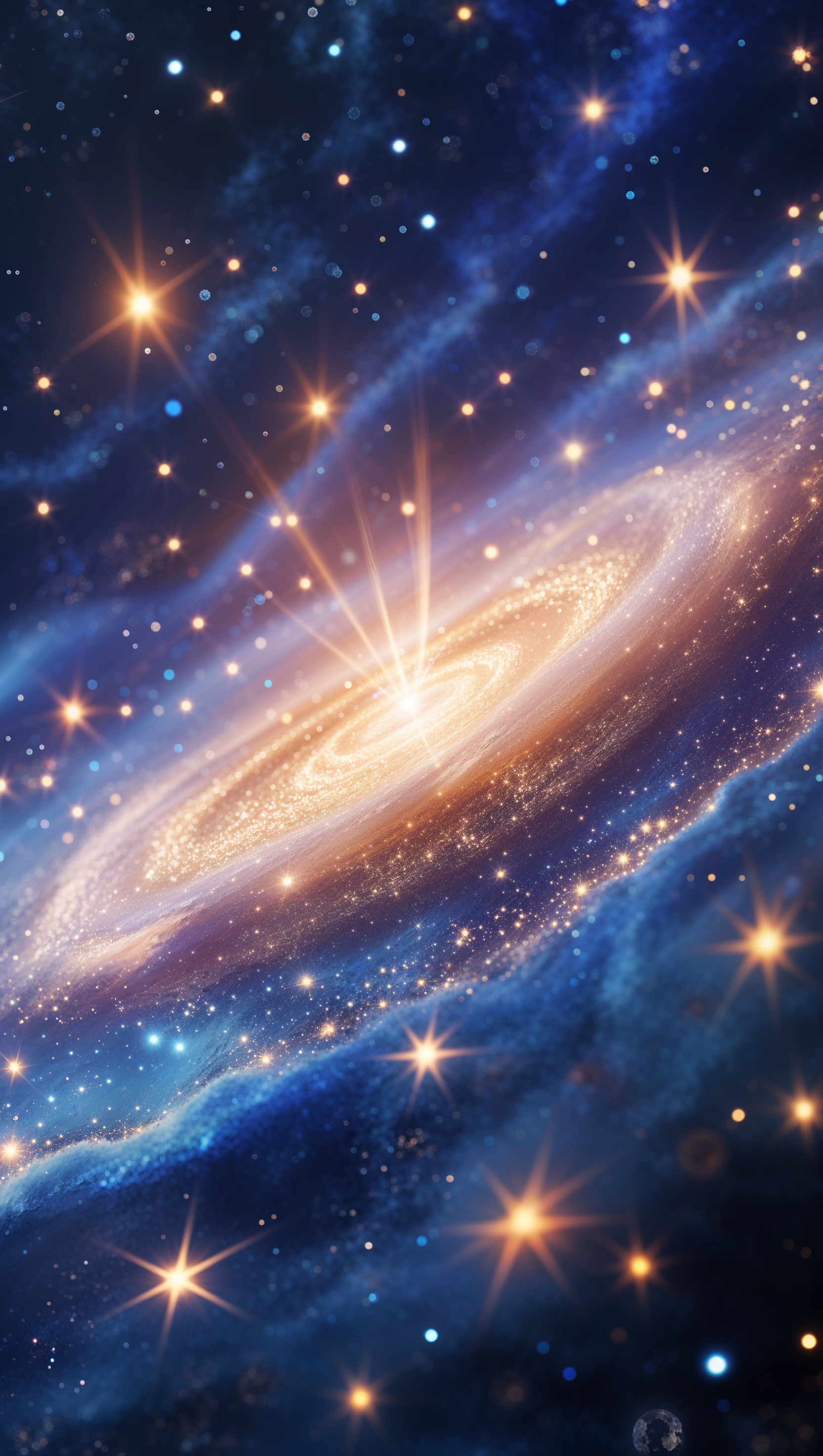 3D space-style star background with subtle depth and glowing galaxy center