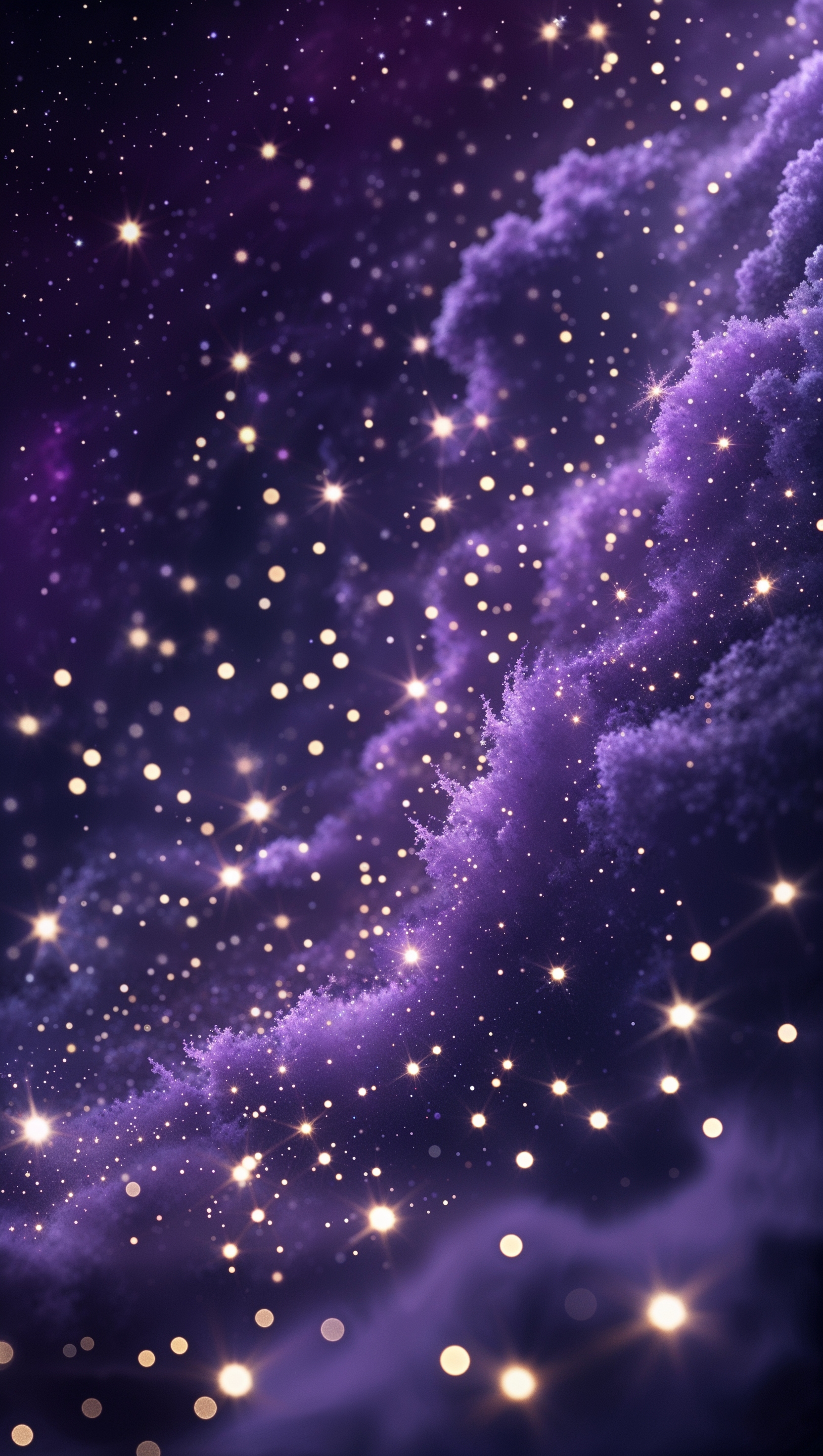 Elegant starlight effect with soft rays and blurred glowing particles floating in space