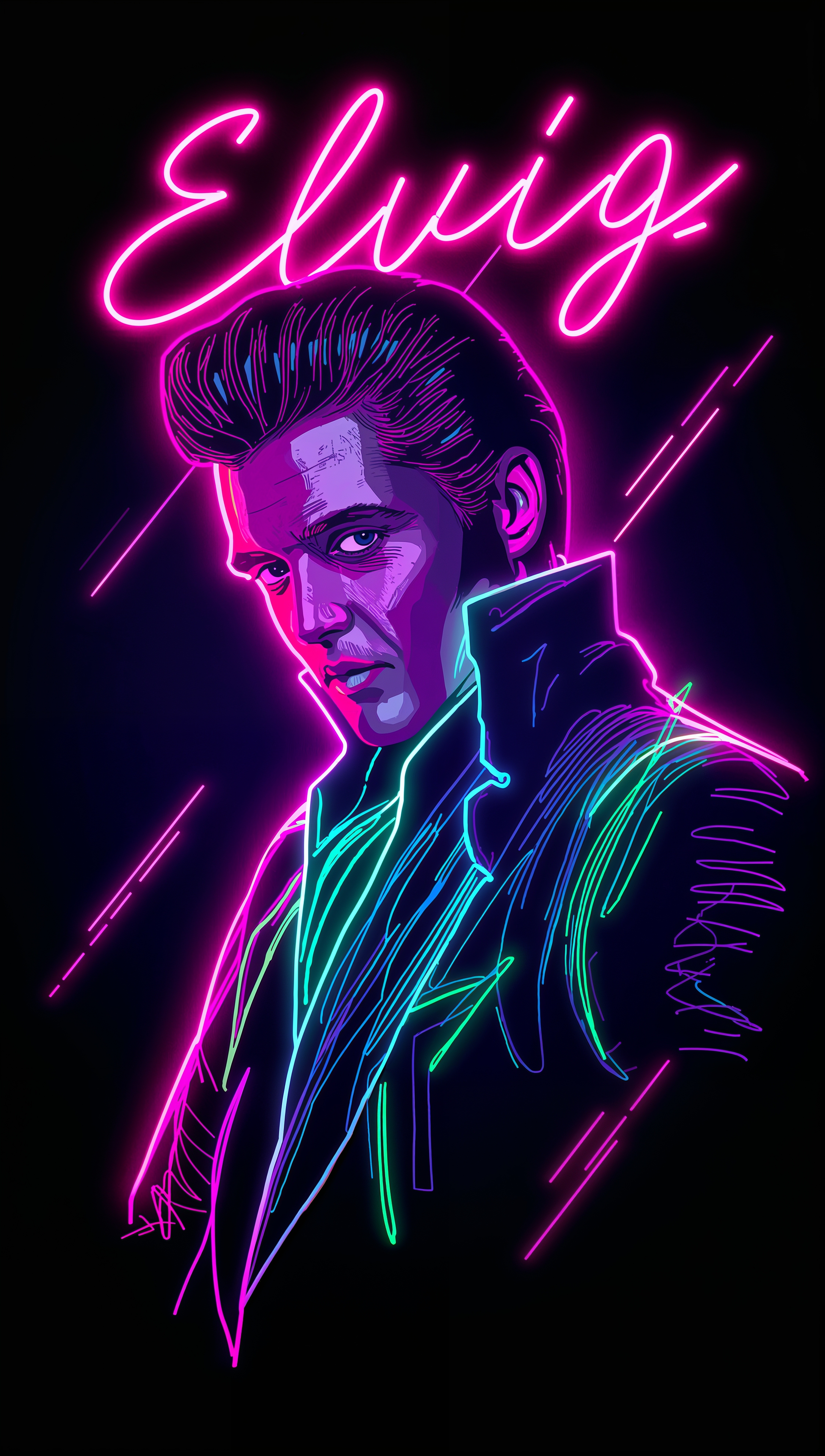 Elvis Presley iPhone wallpaper – neon futuristic vibe