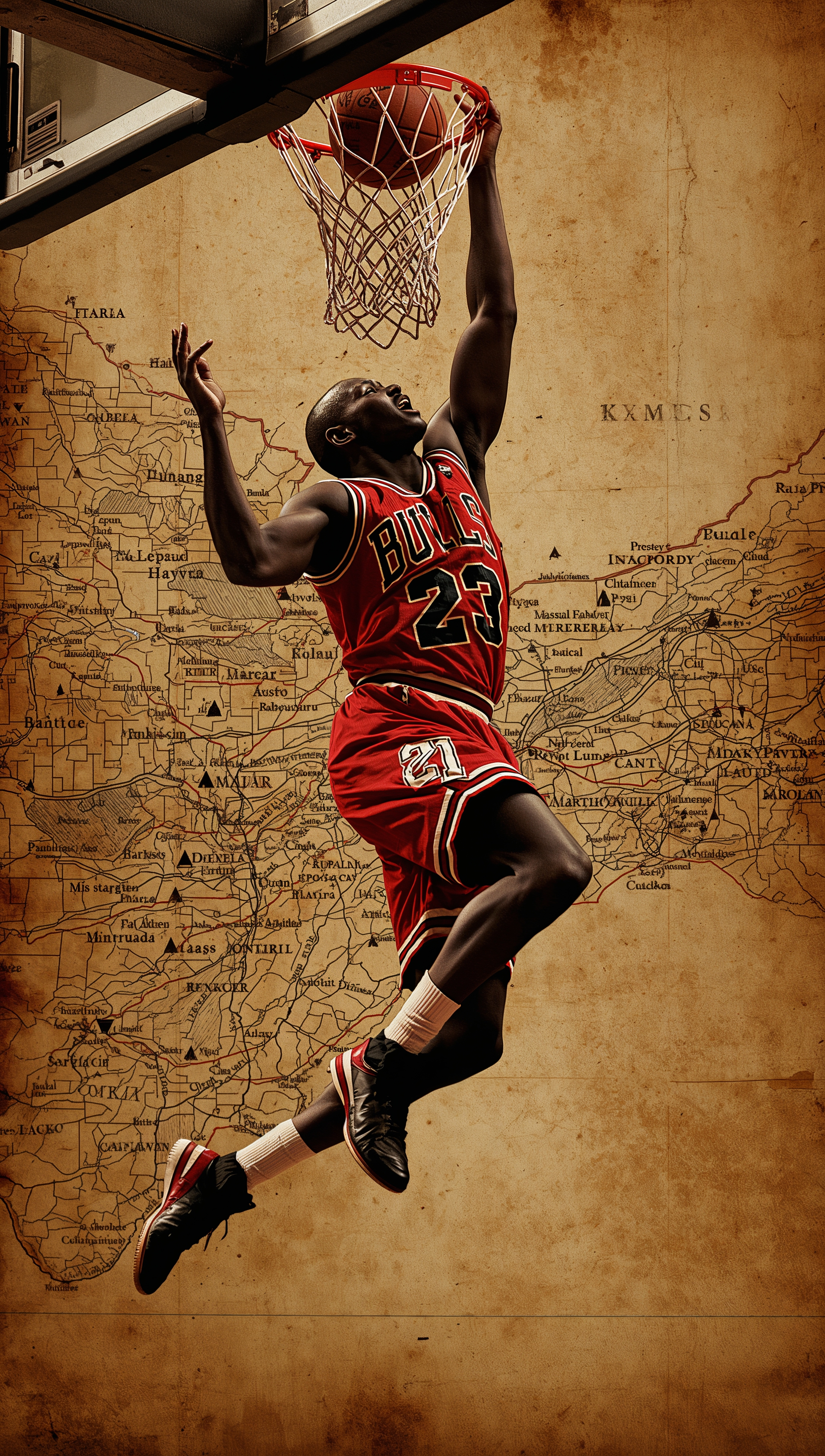 Michael Jordan dunk action iPhone wallpaper