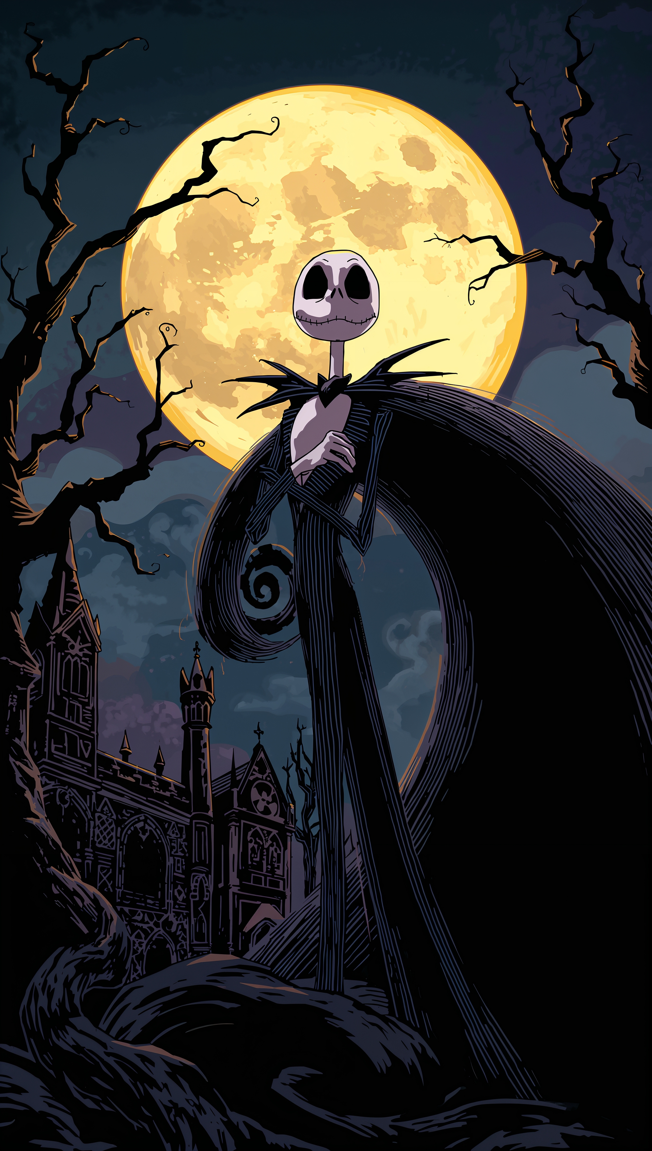 Nightmare Before Christmas iPhone Wallpaper – Jack under moonlight