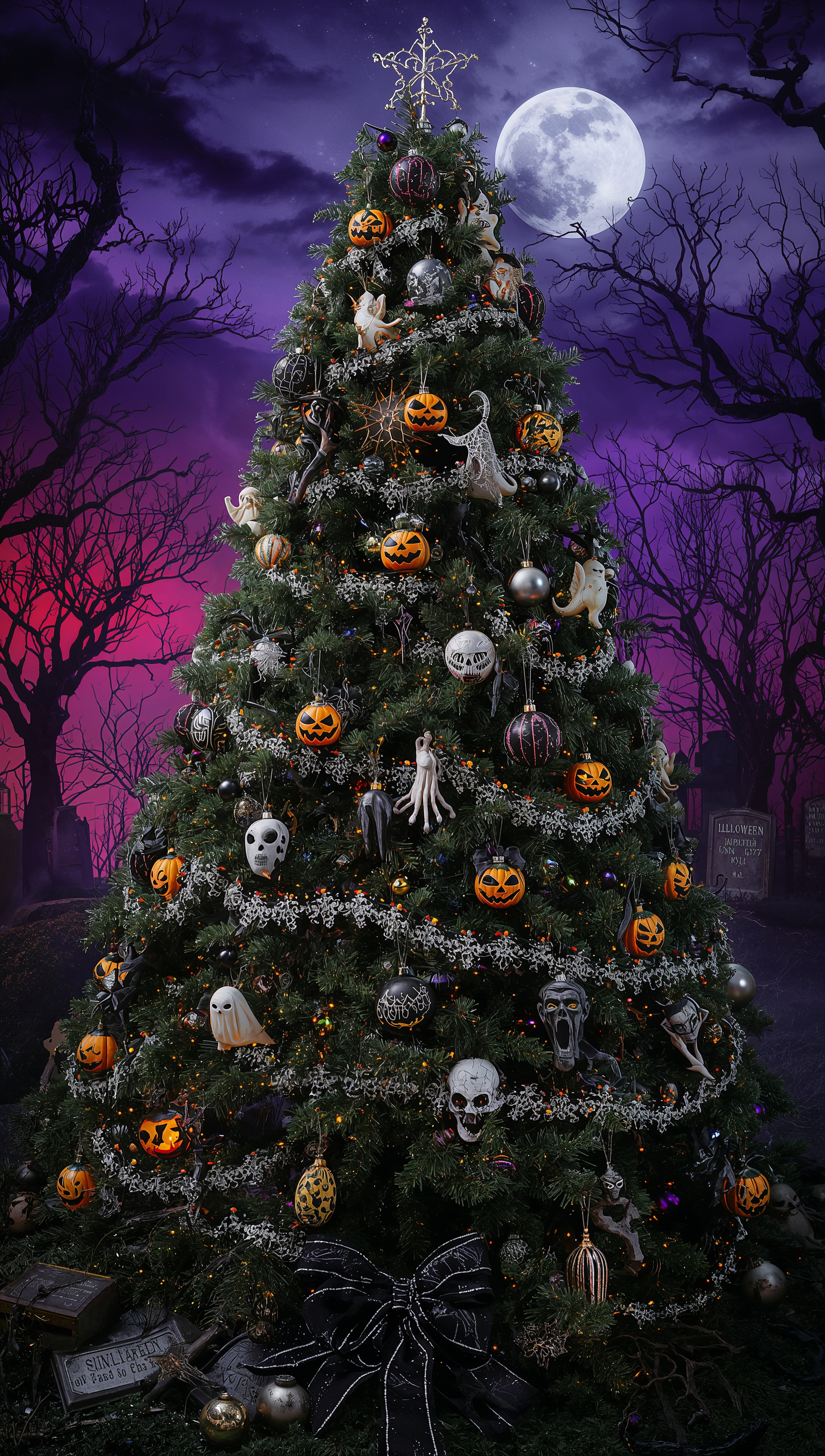 Nightmare Before Christmas iPhone Wallpaper – spooky Christmas tree