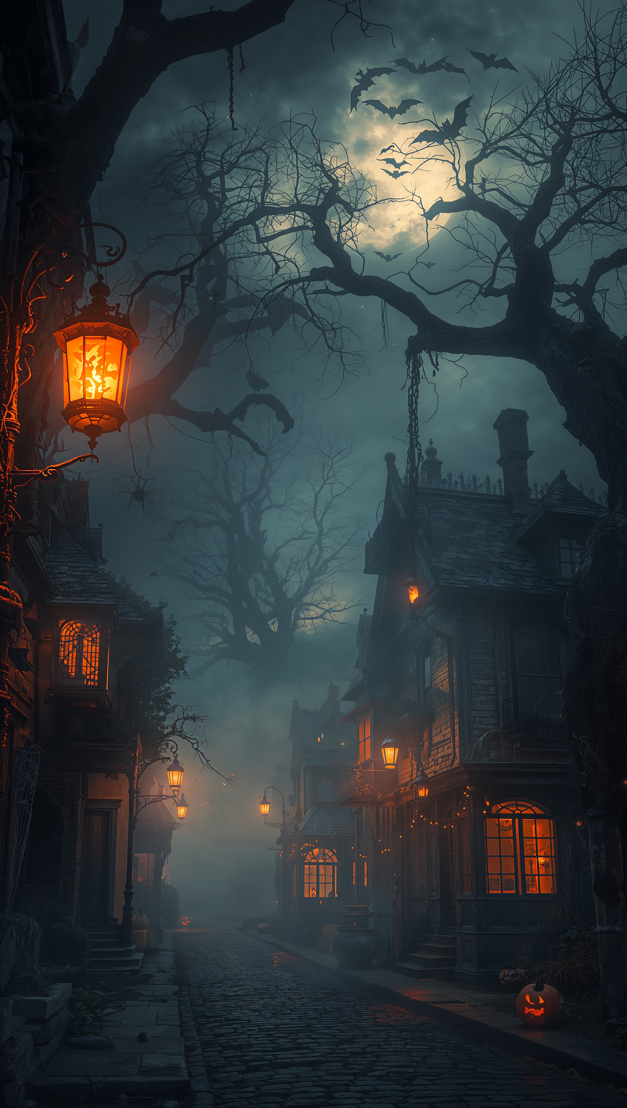 Nightmare Before Christmas iPhone Wallpaper – foggy Halloween Town