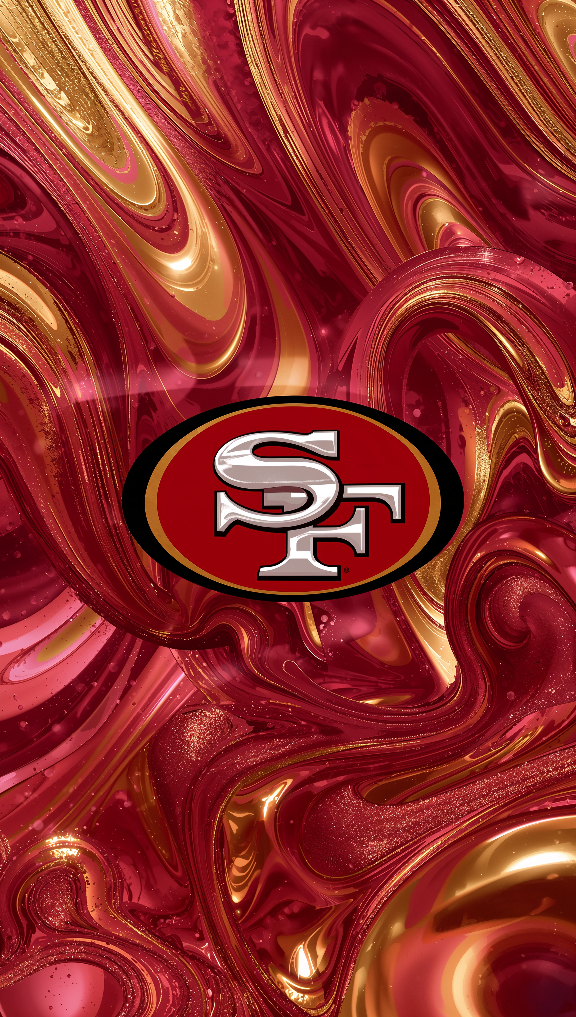 49ers iPhone wallpaper with abstract red and gold design