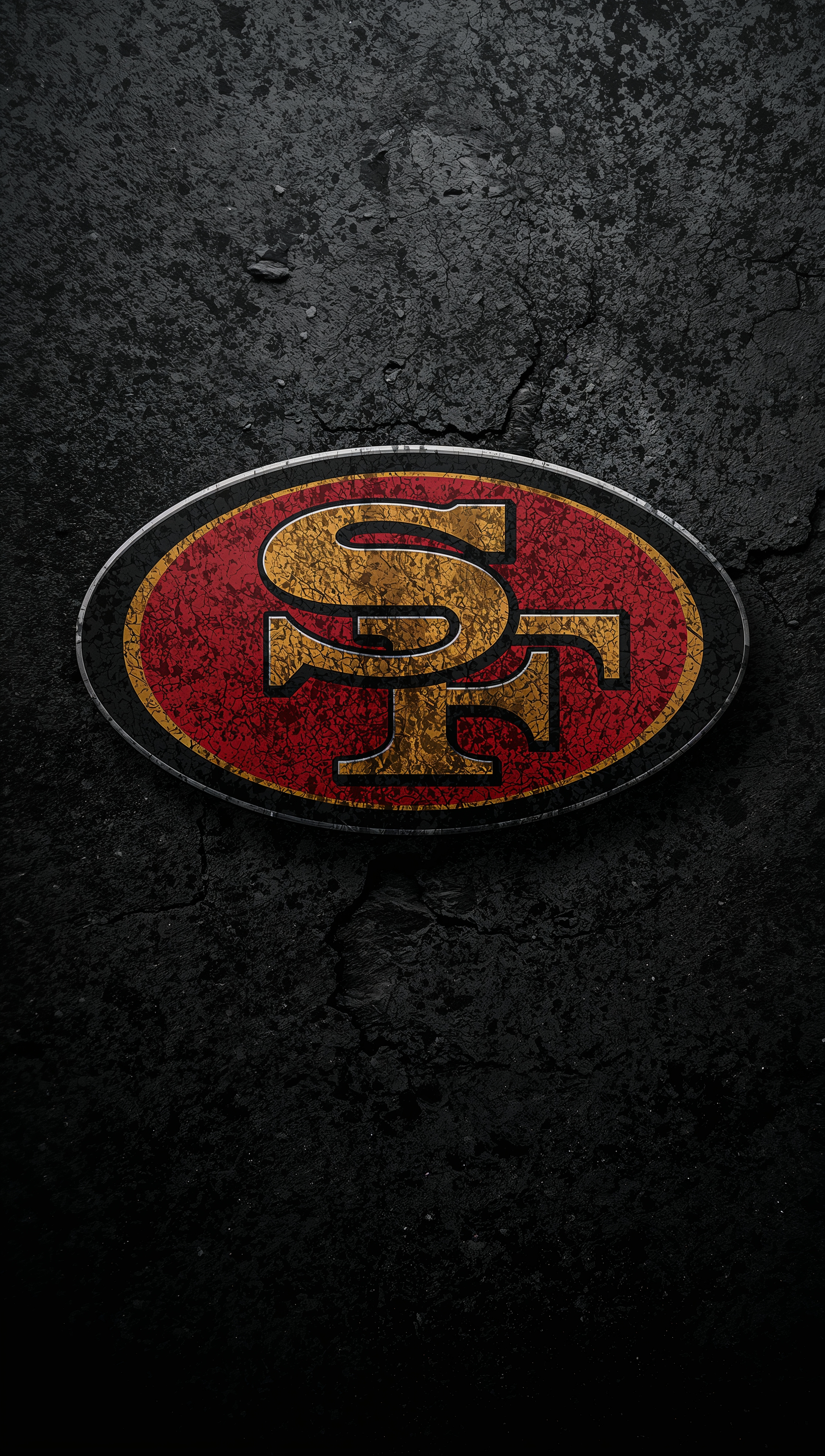 49ers iPhone wallpaper with metallic embossed logo
