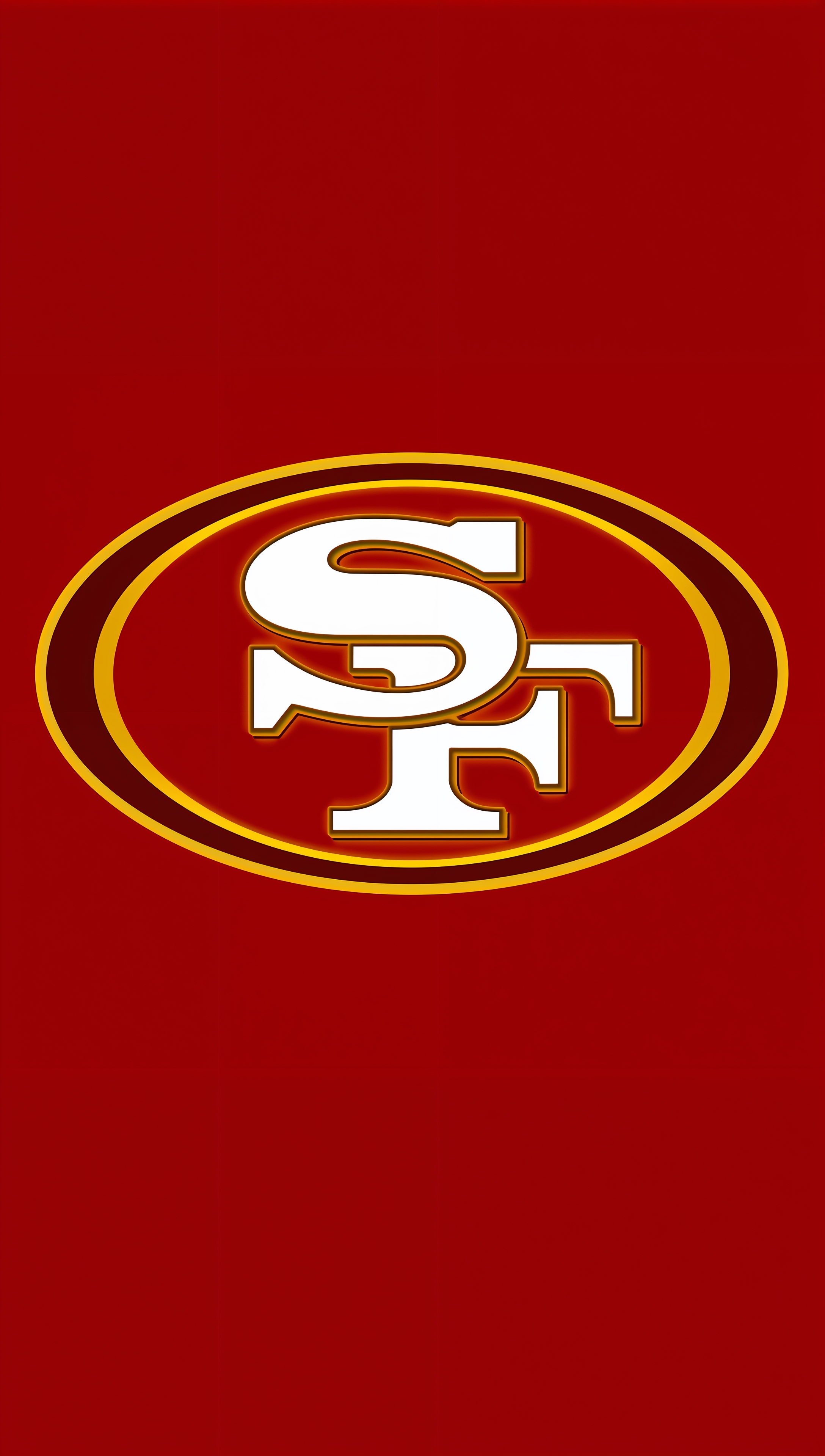 49ers iPhone wallpaper with golden glowing shield