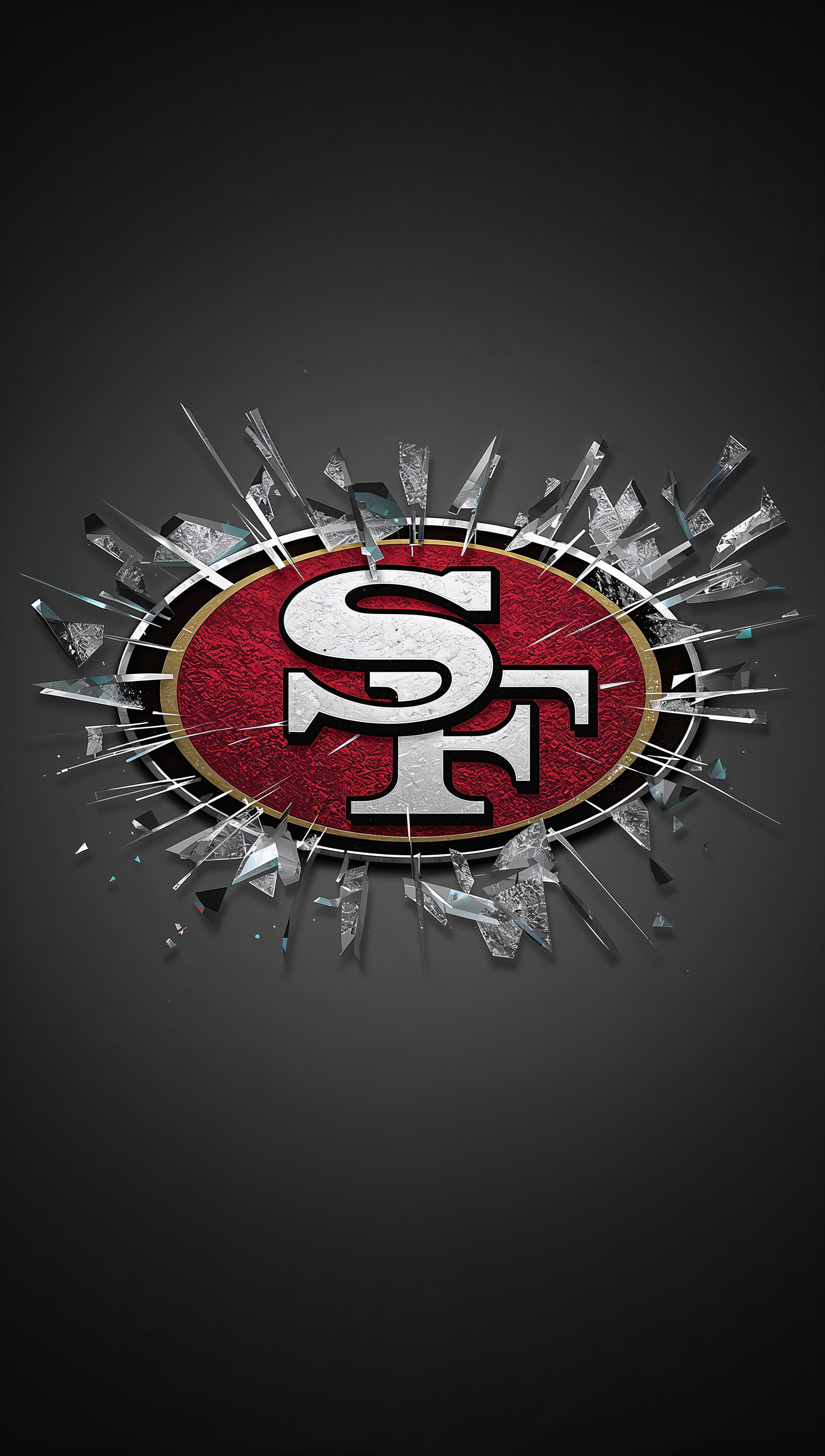 49ers iPhone wallpaper with shattered glass logo