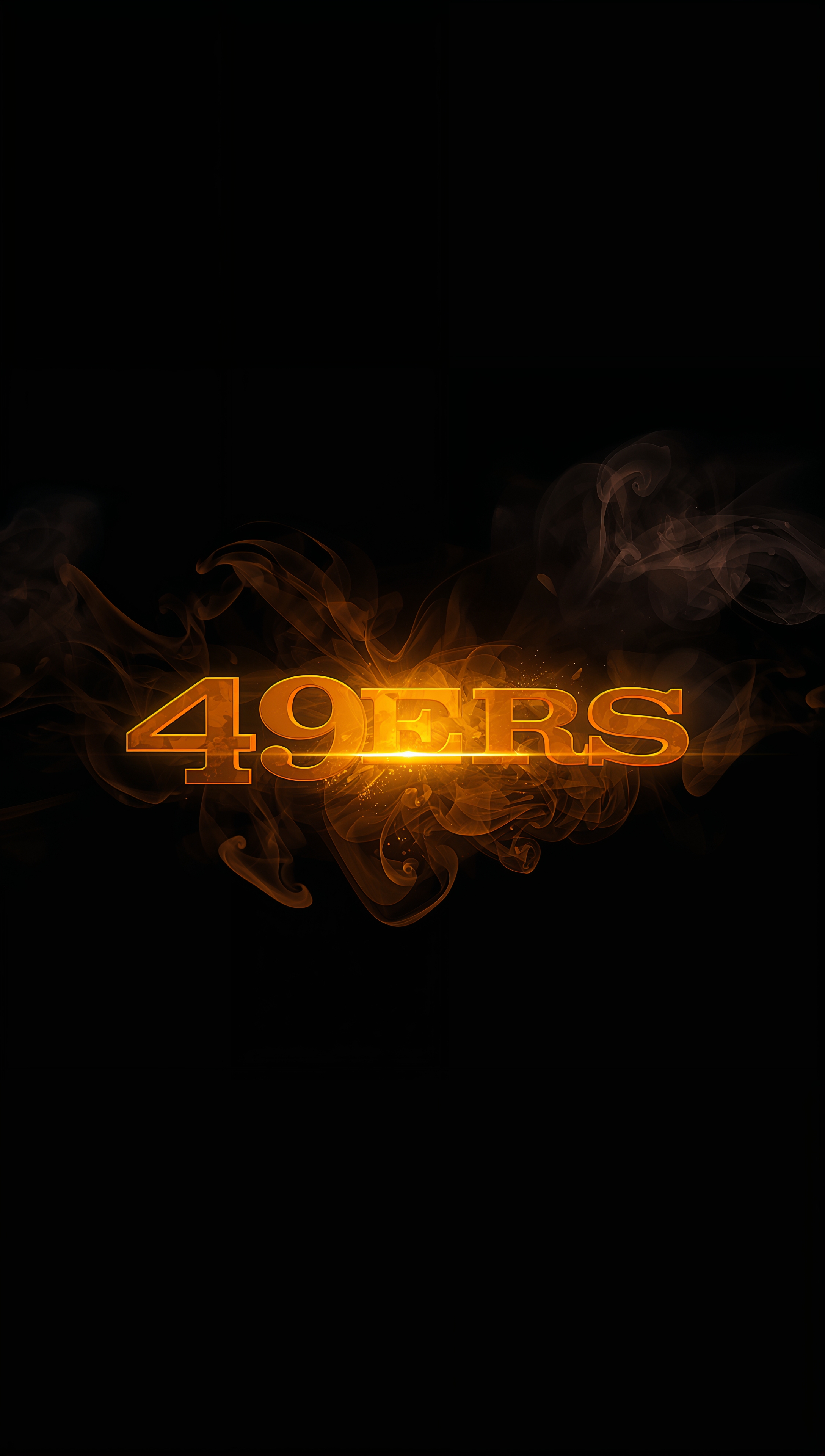 49ers iPhone wallpaper with golden glowing text
