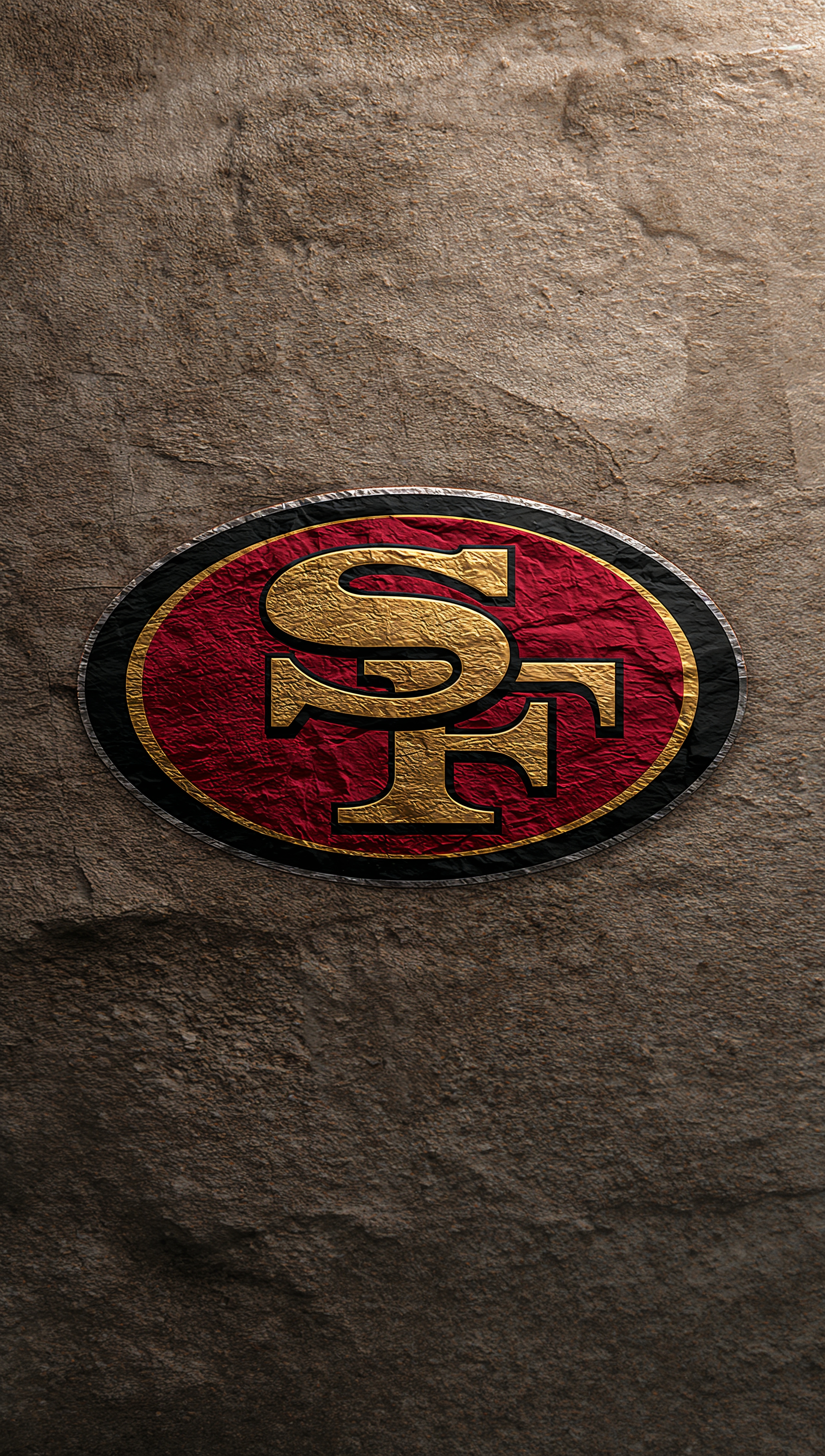 49ers iPhone wallpaper with stone carved logo