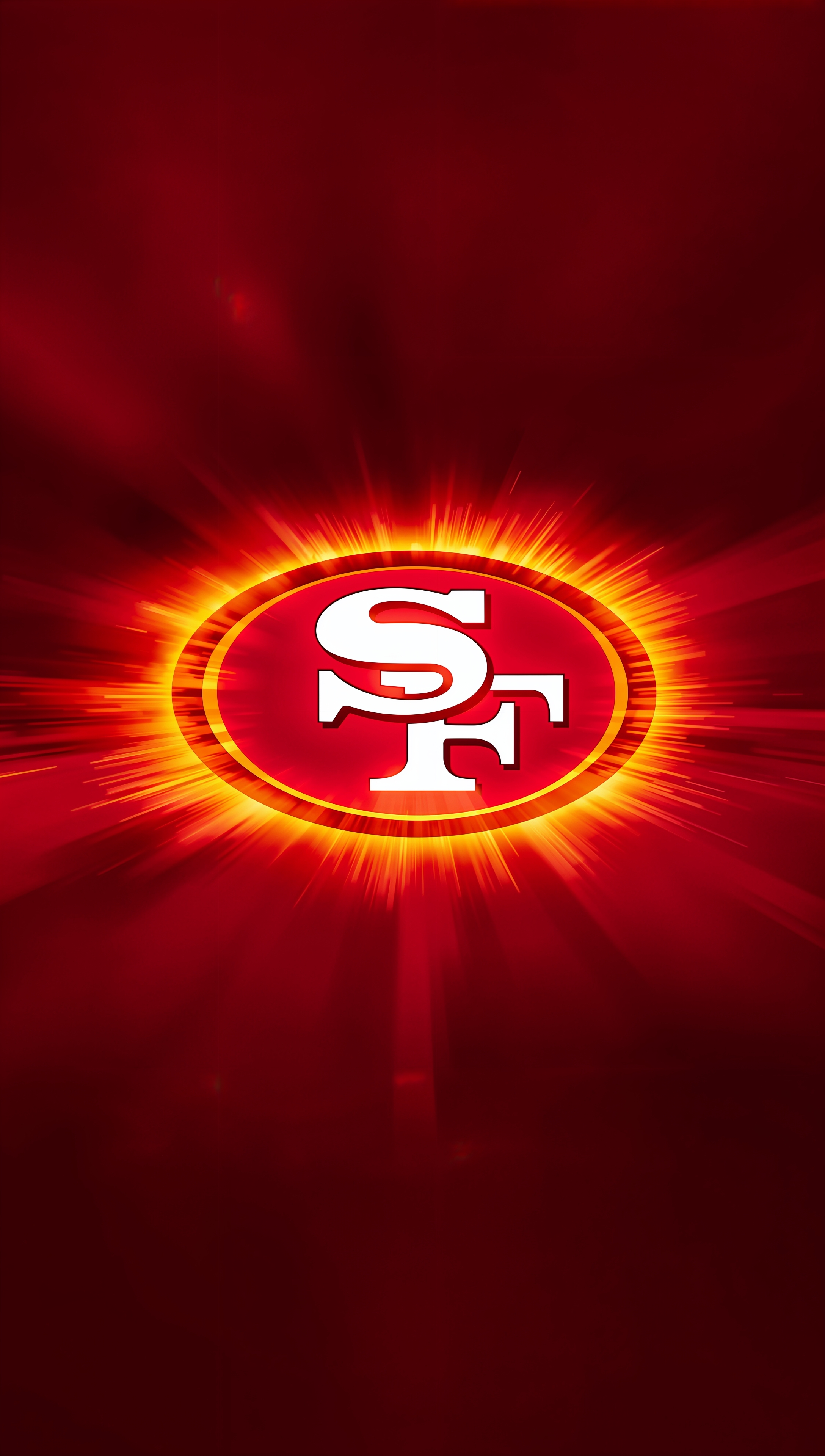 49ers iPhone wallpaper with motion blur glowing logo