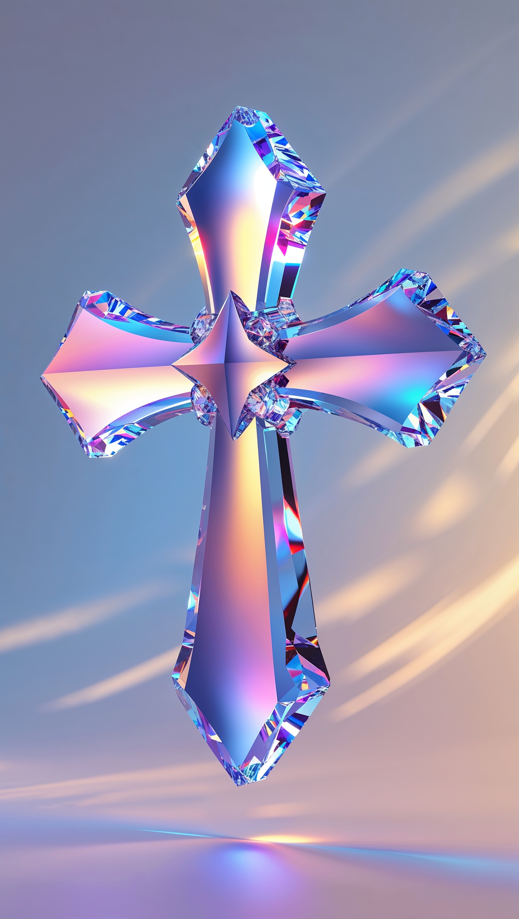 Cross painted in watercolor with abstract strokes and soft edges