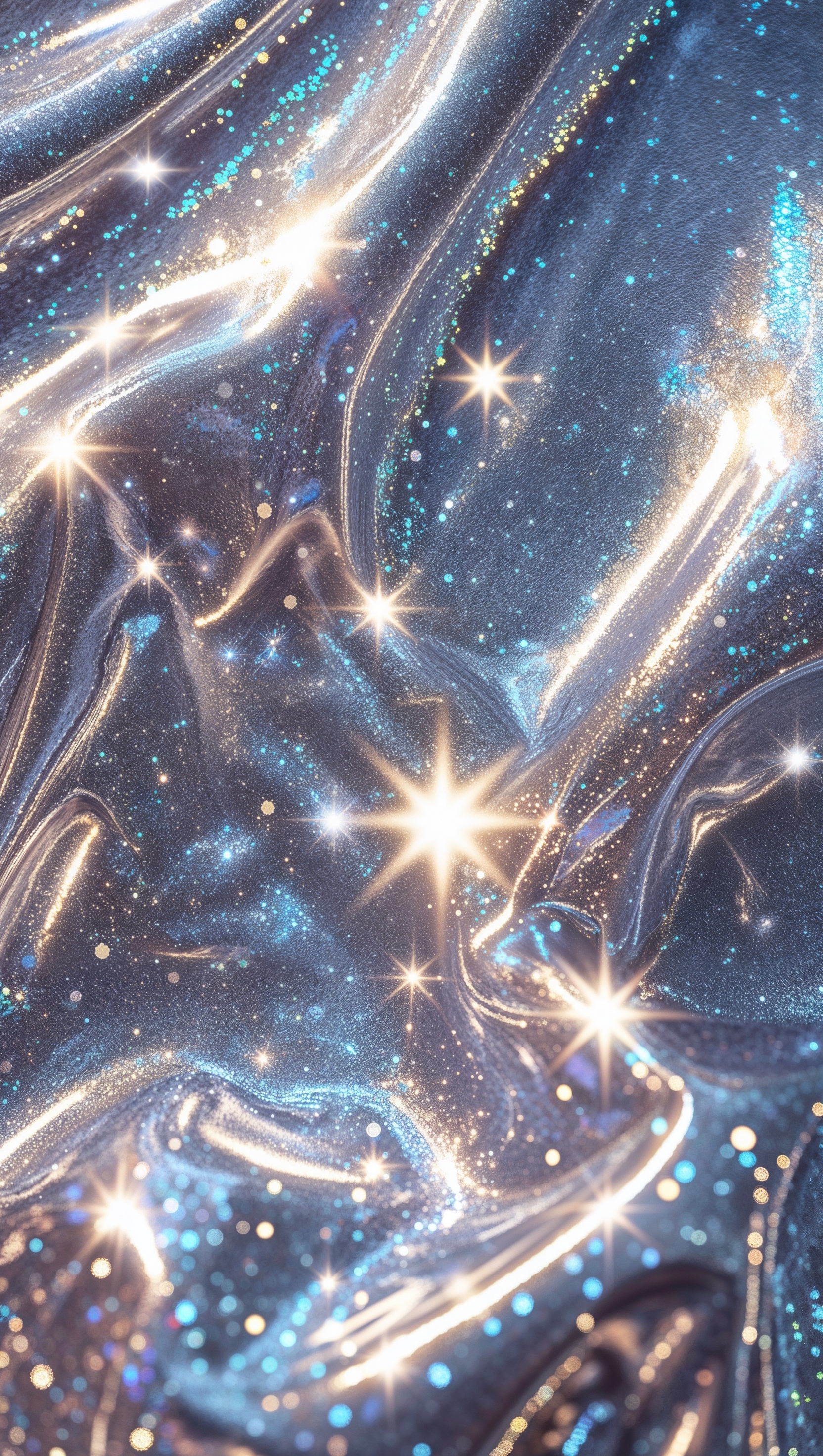 Intense glitter texture in silver tones with high contrast light reflections