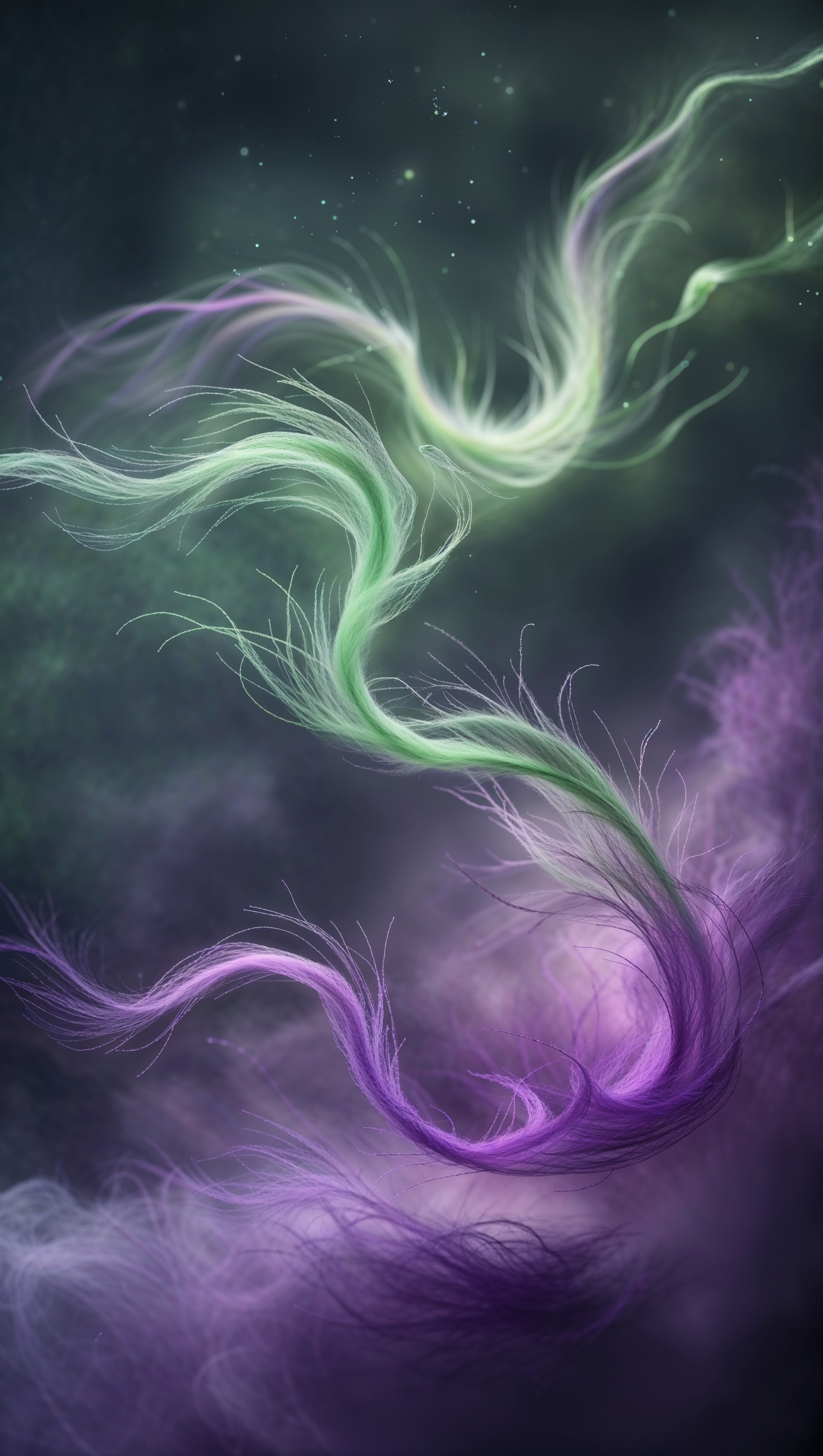 Aurora-style sparkly lights in green and purple tones, soft movement