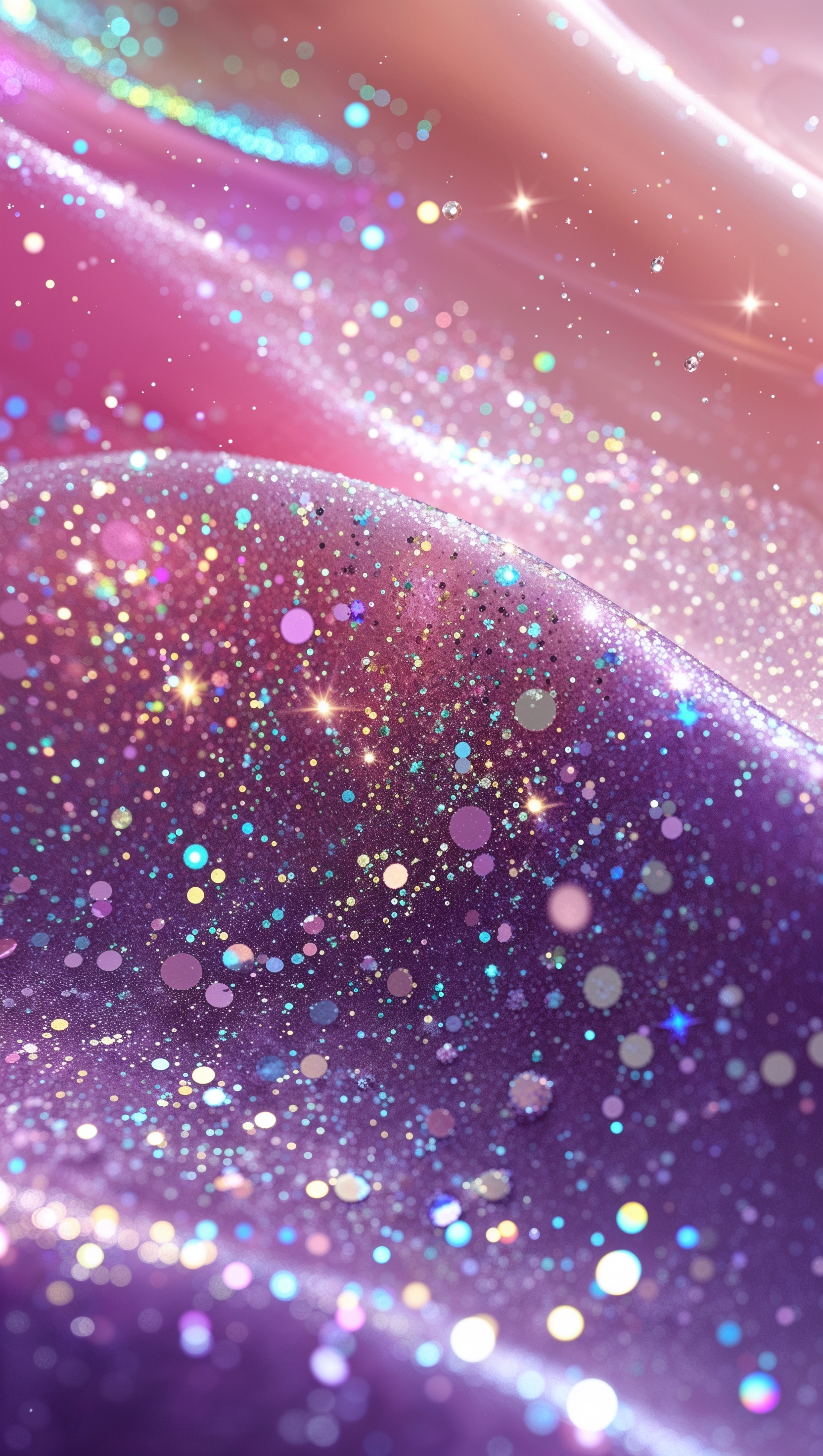 Sparkling rainbow glitter dust over a smooth pink-purple gradient