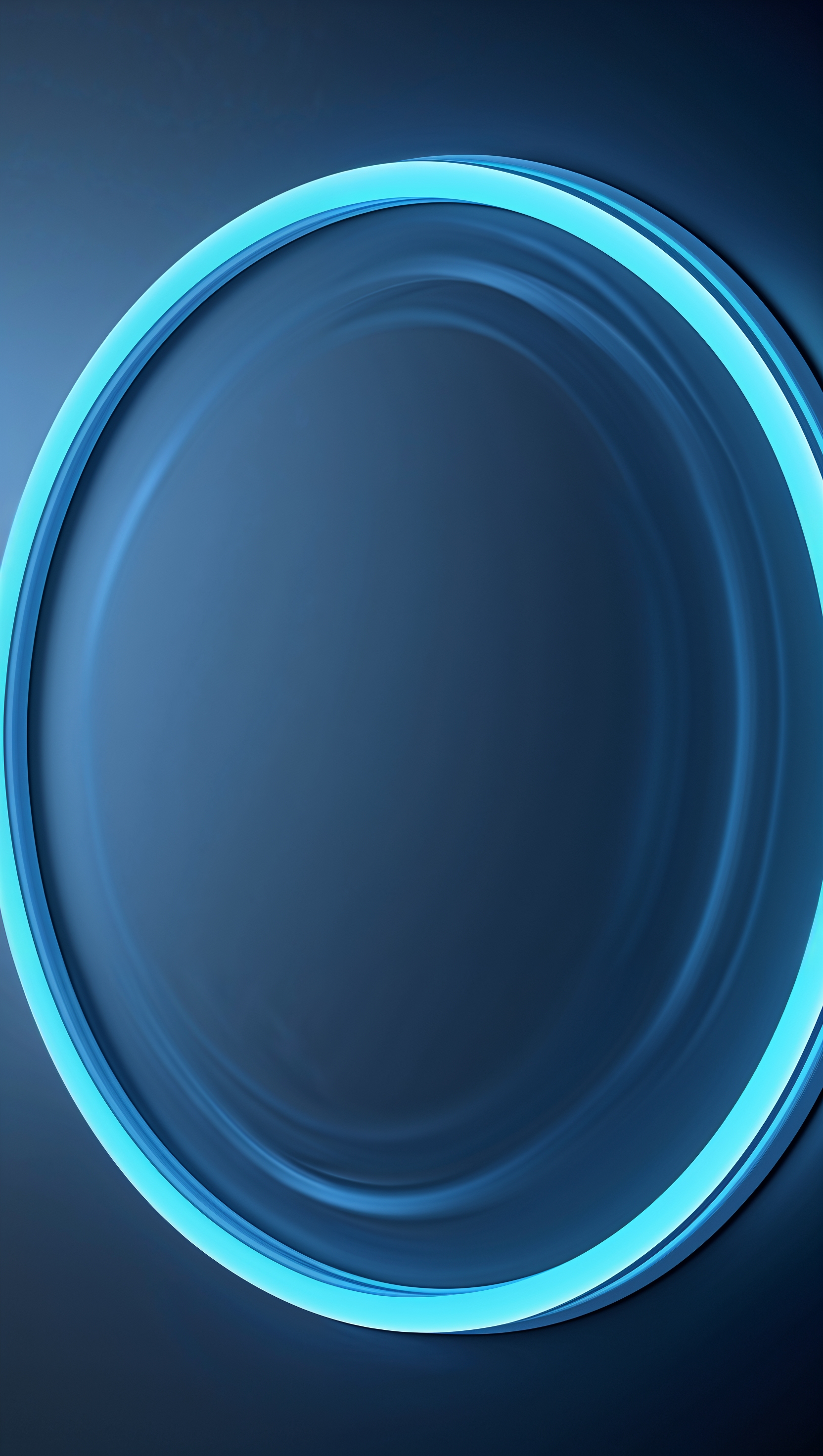 Vertical neon circle glowing in the center with soft reflections and clean symmetry