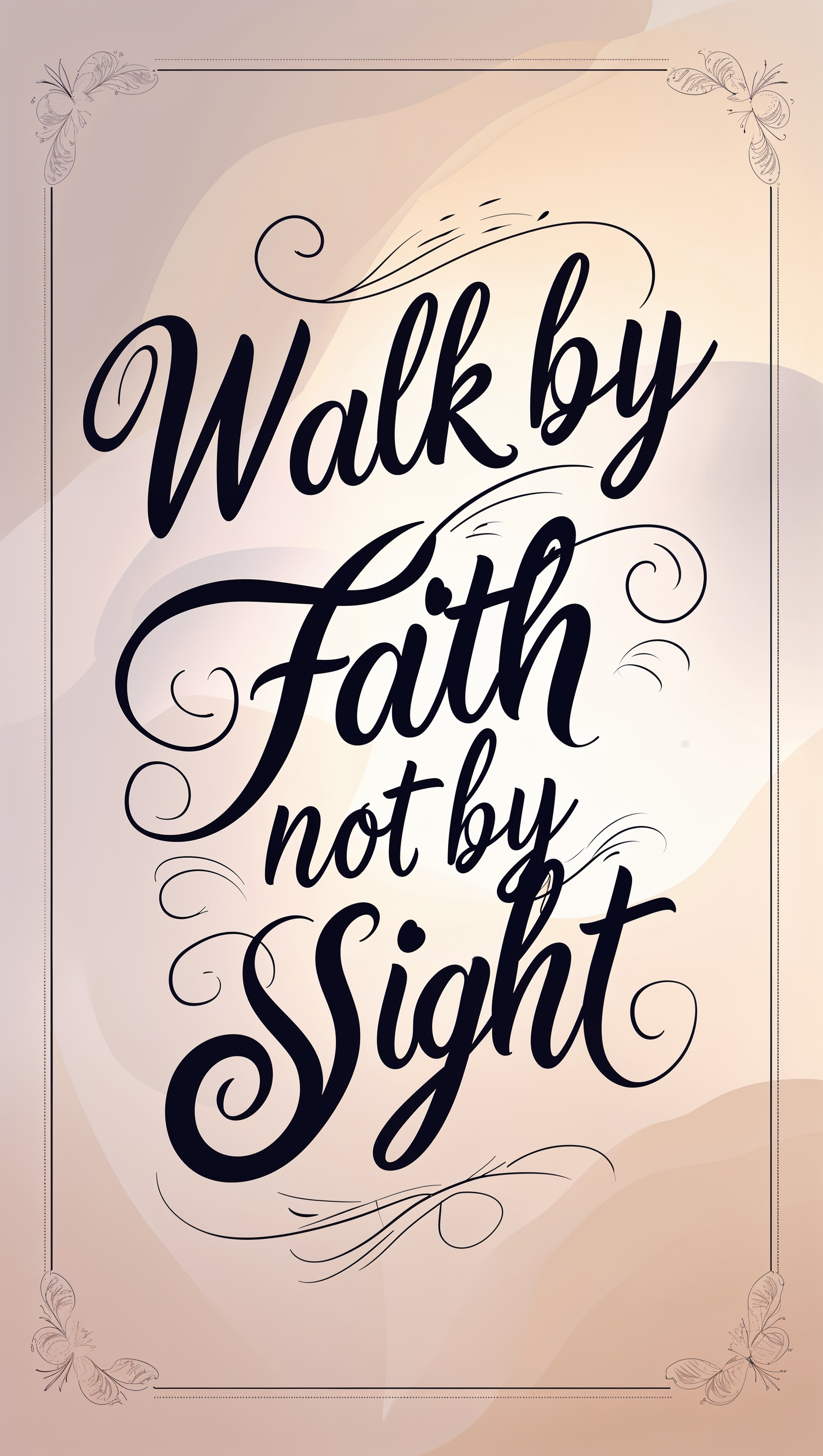 Christian inspirational typography: “Walk by Faith Not by Sight” in bold script