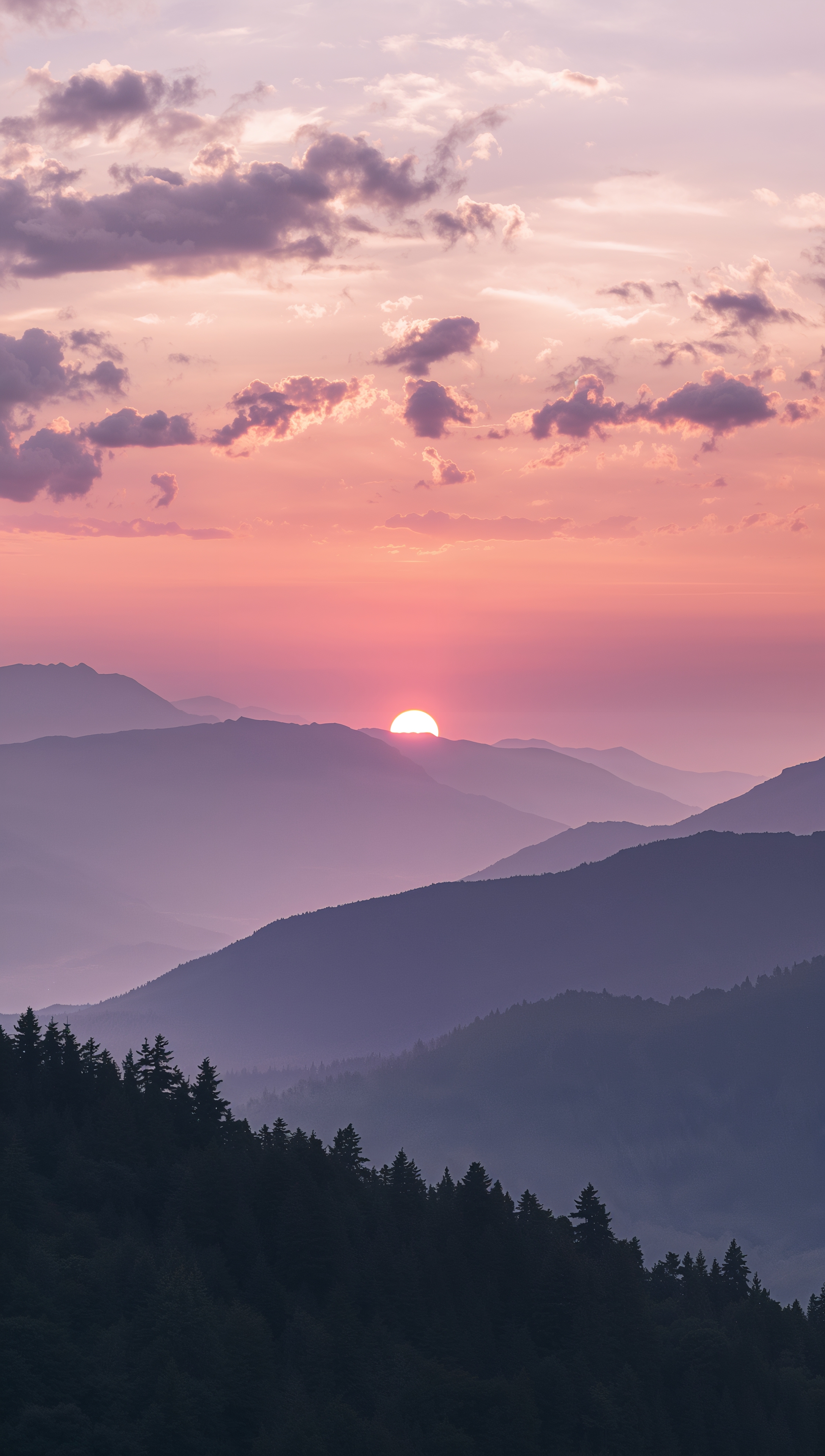 Sunset iPhone wallpaper – pastel mountain sunset