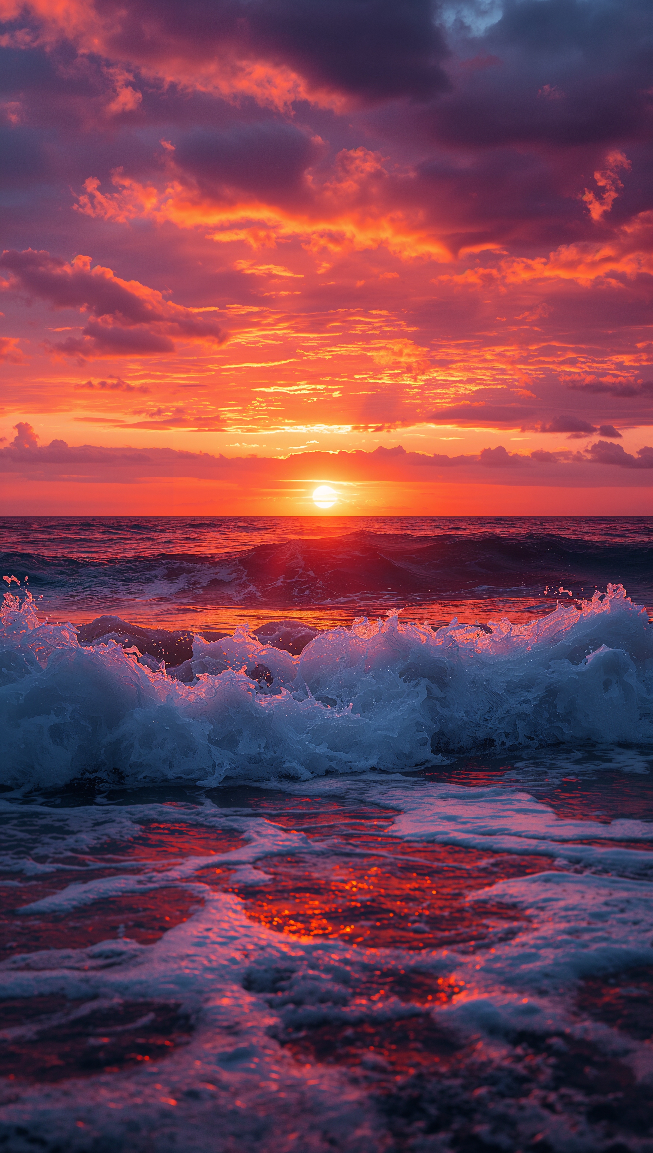 Sunset iPhone wallpaper – ocean waves at sunset