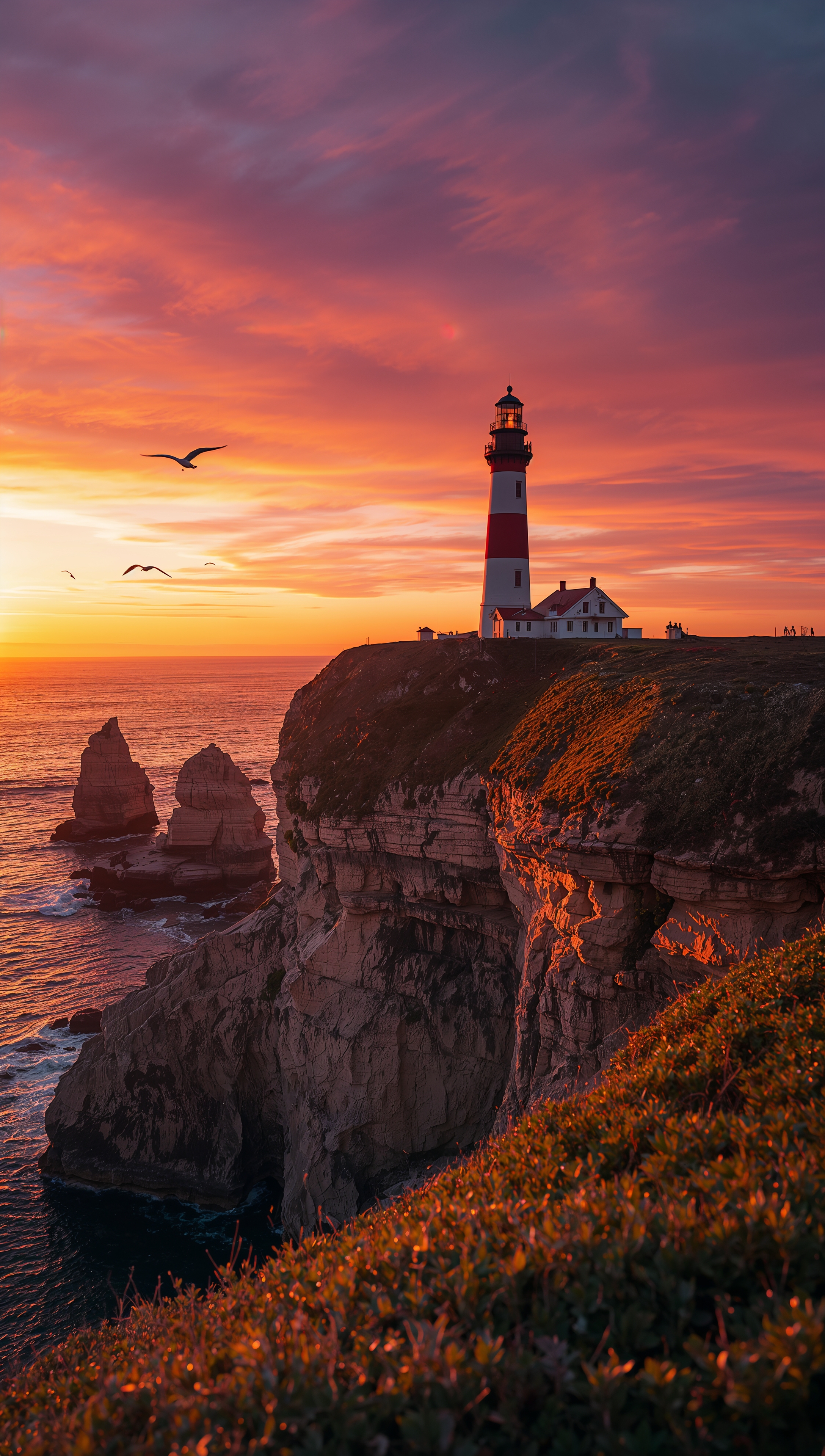 Sunset iPhone wallpaper – lighthouse at sunset
