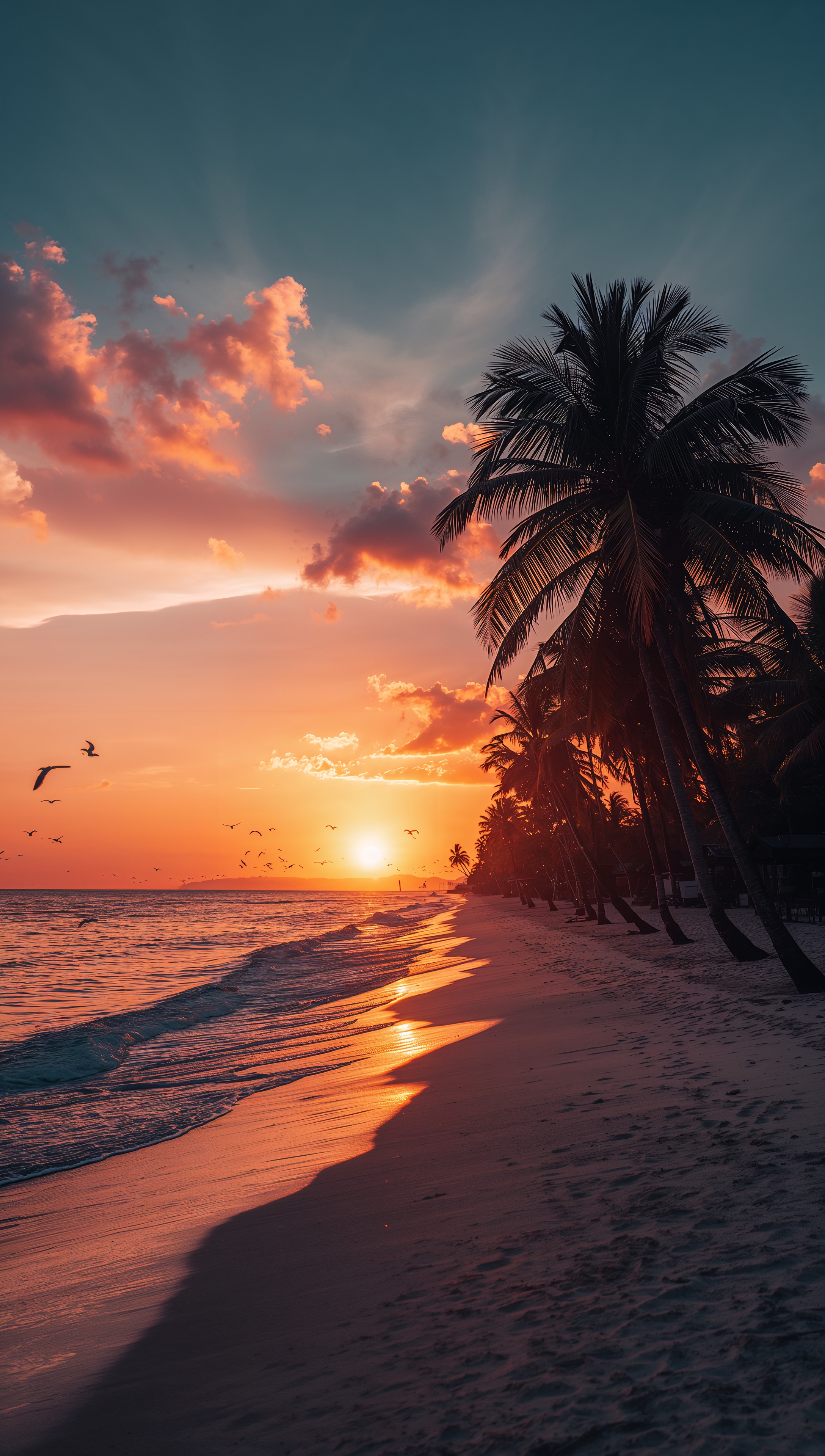 Sunset iPhone wallpaper – beach sunset with palm trees