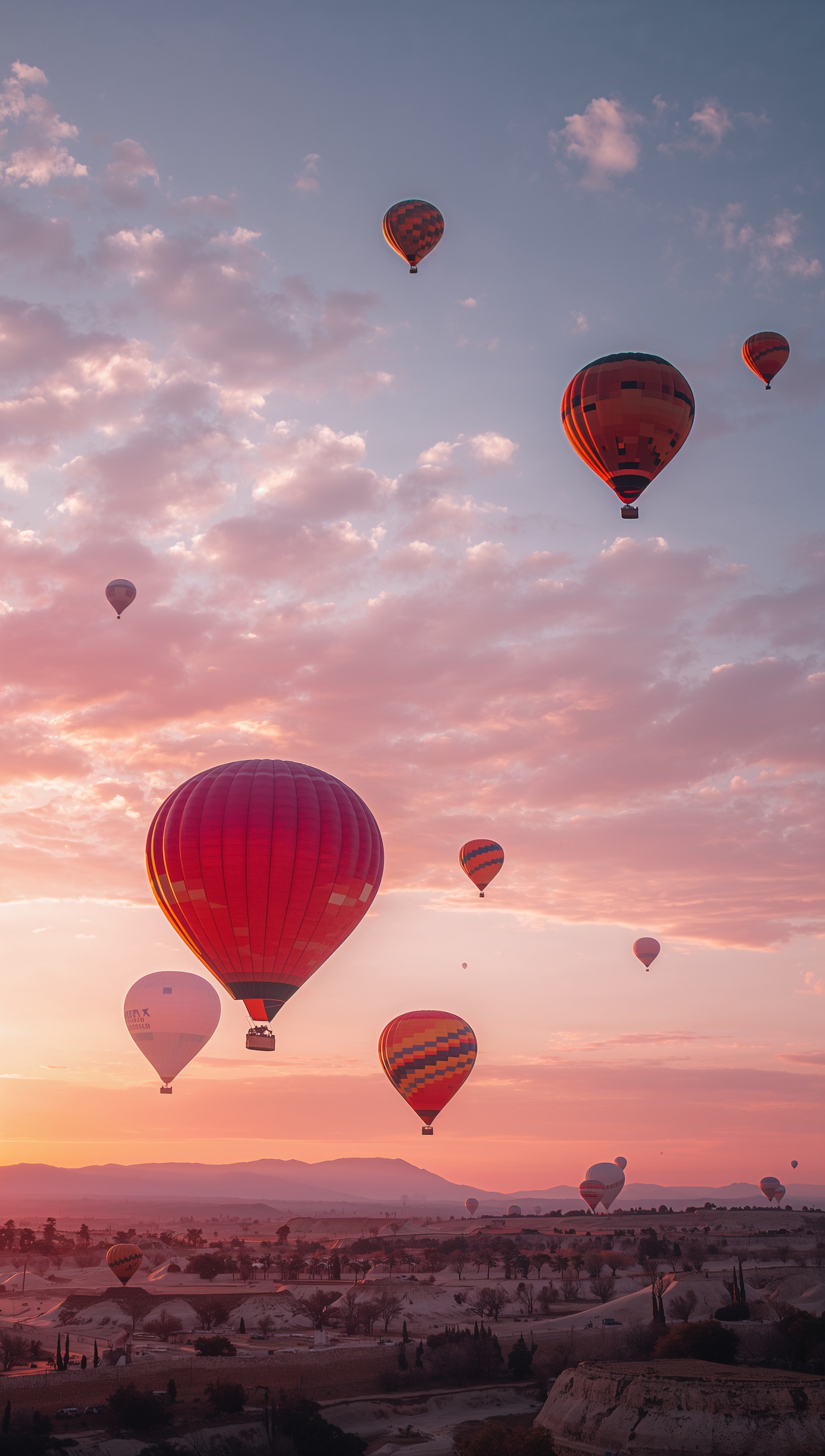 Sunset iPhone wallpaper – hot air balloons at sunset
