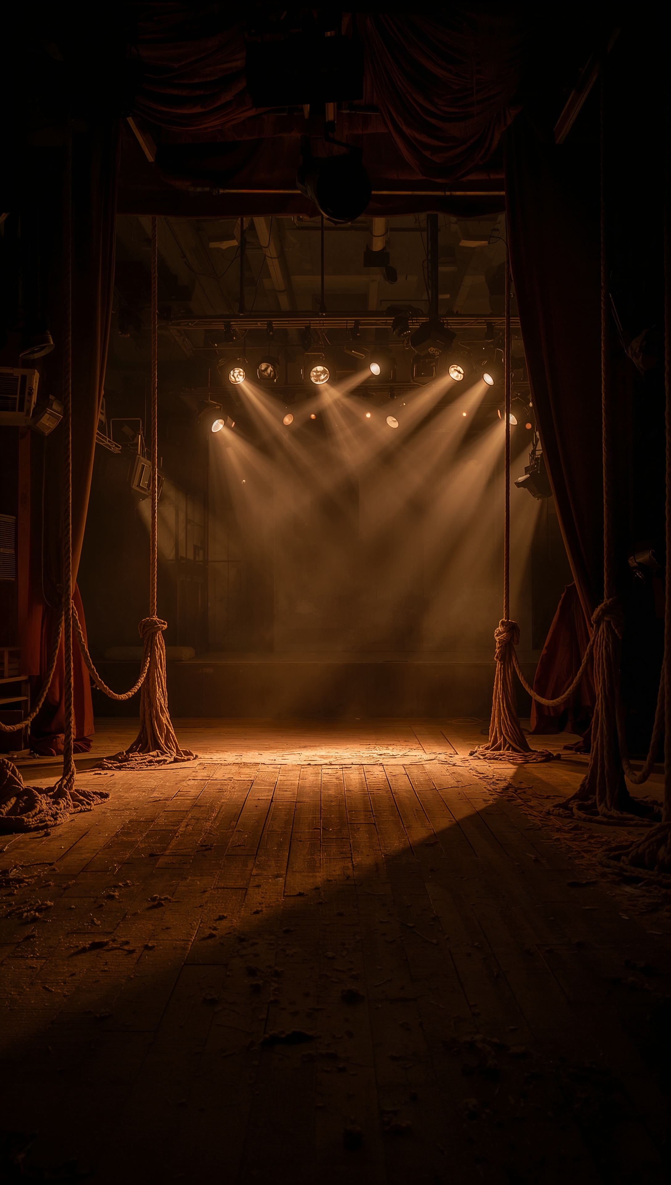 theatre iphone wallpaper backstage ropes lights