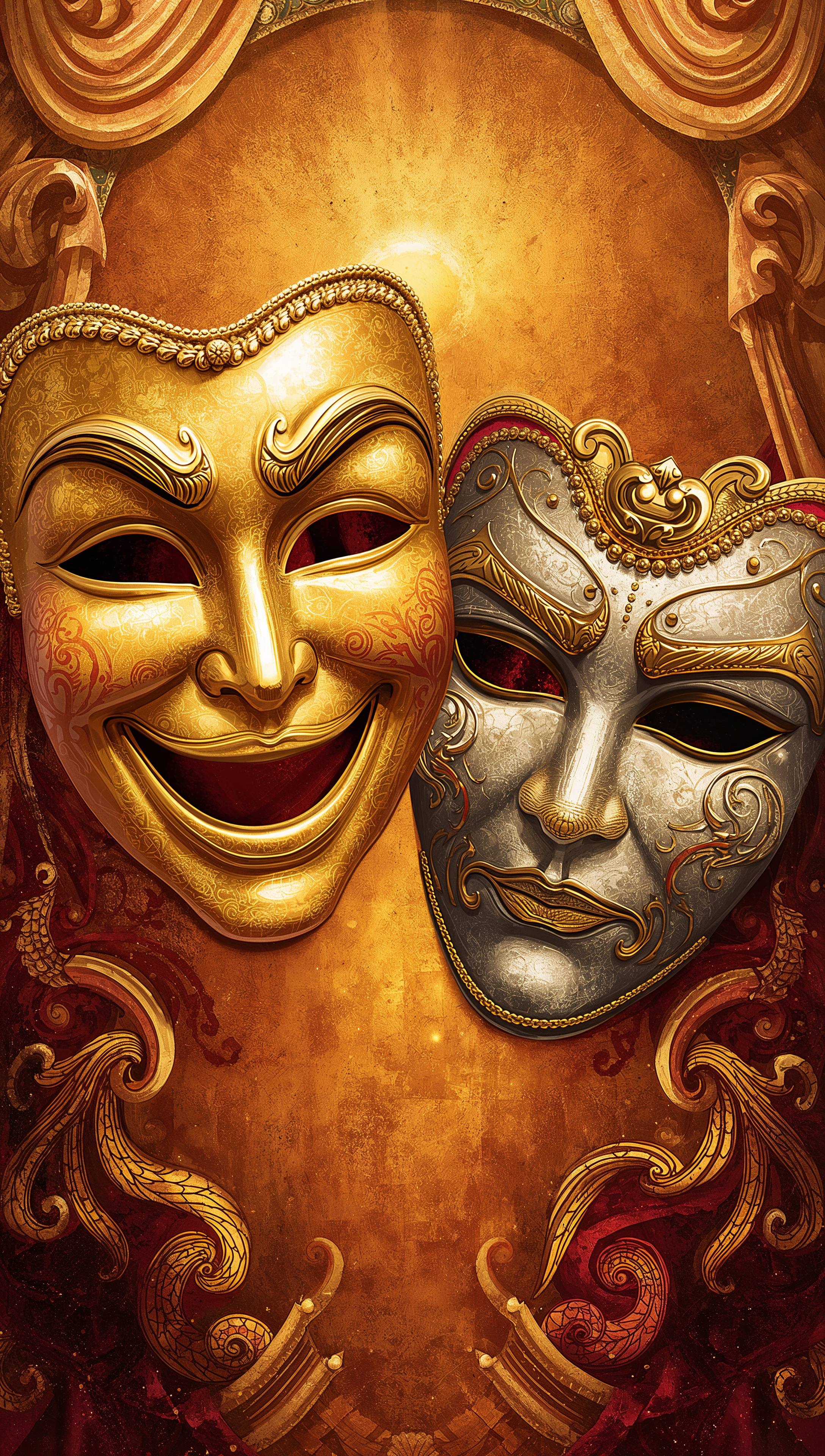 theatre iphone wallpaper with comedy tragedy masks
