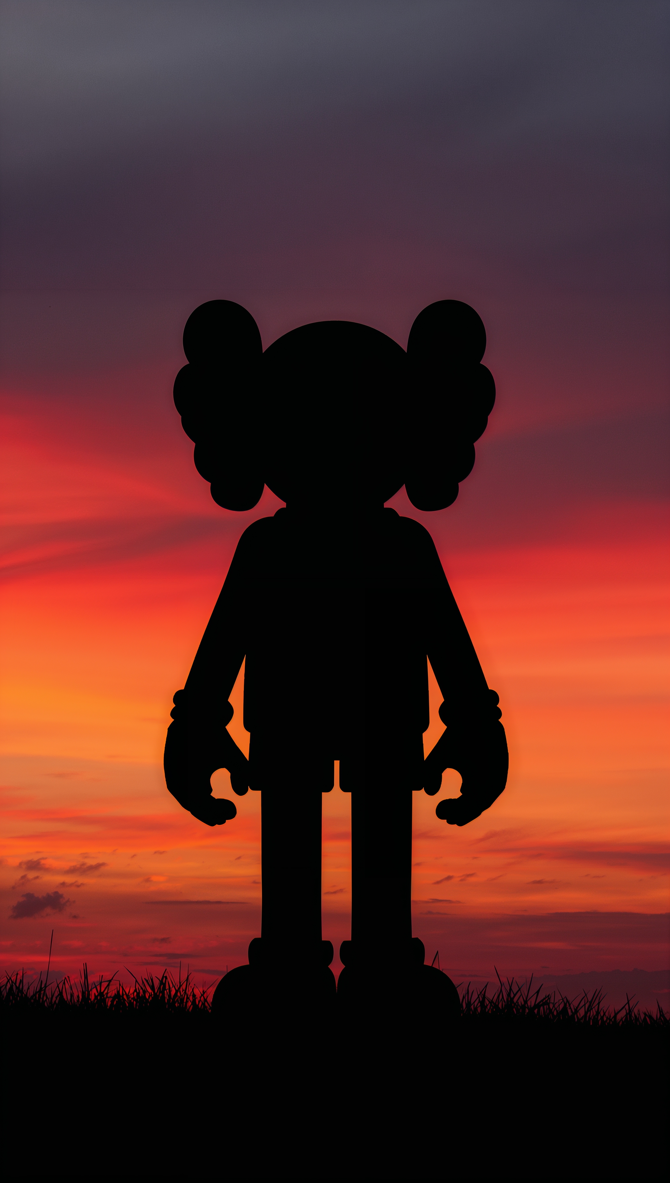 Kaws iPhone wallpaper – sunset silhouette figure