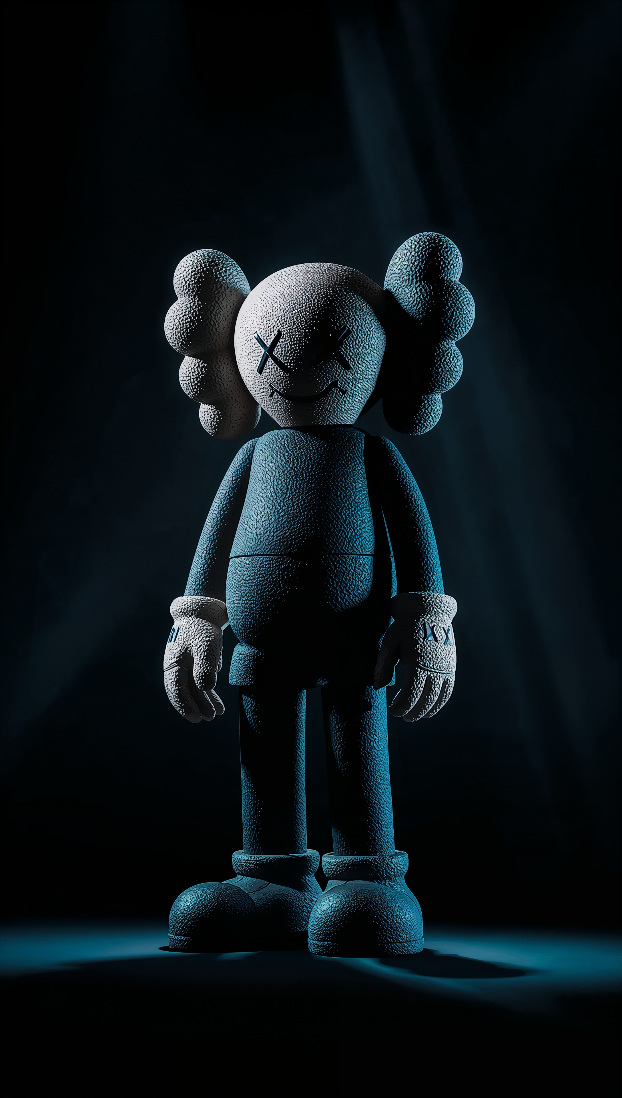 Kaws iPhone wallpaper – sculpture with dramatic light