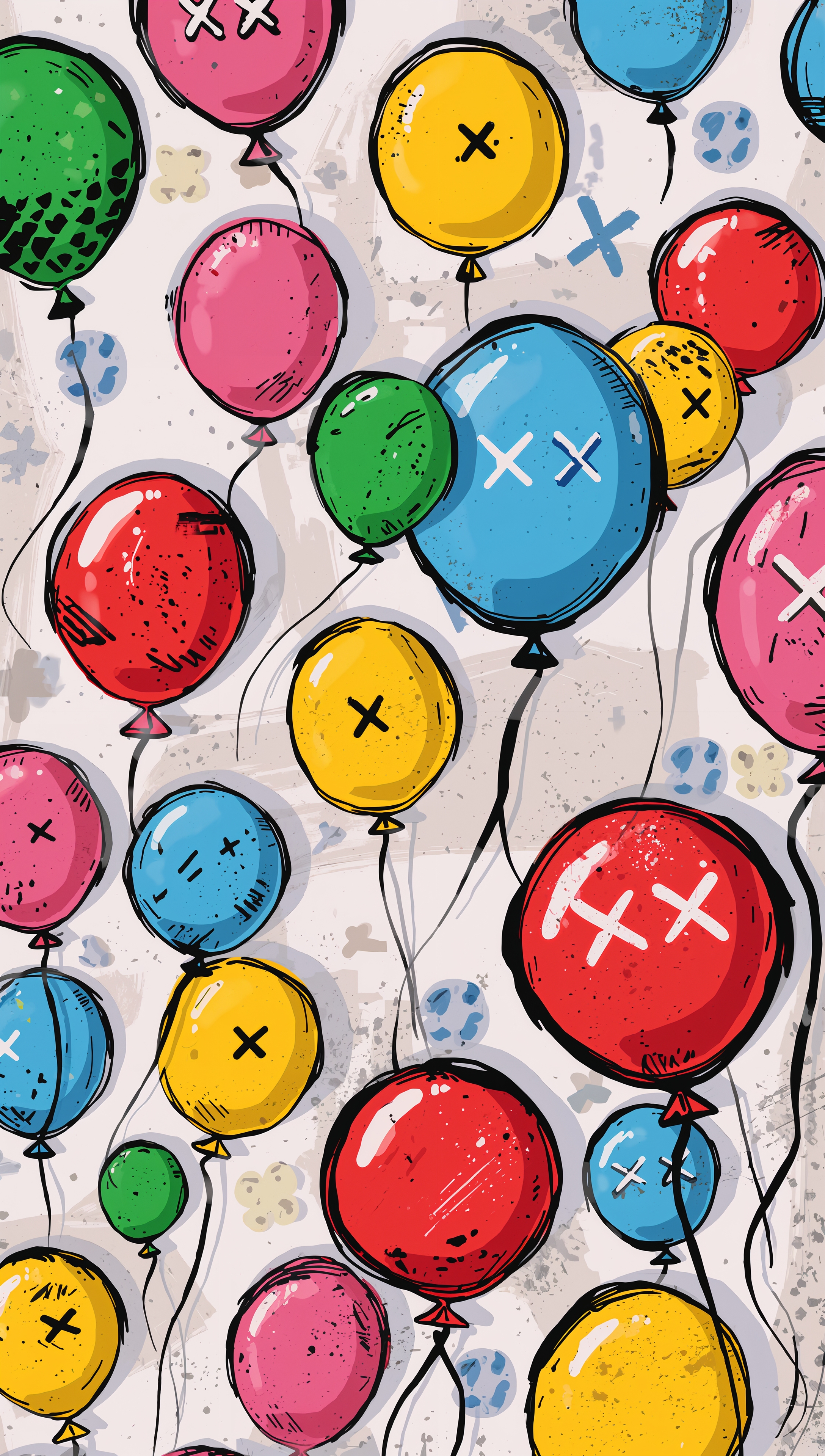 Kaws iPhone wallpaper – colorful floating balloons
