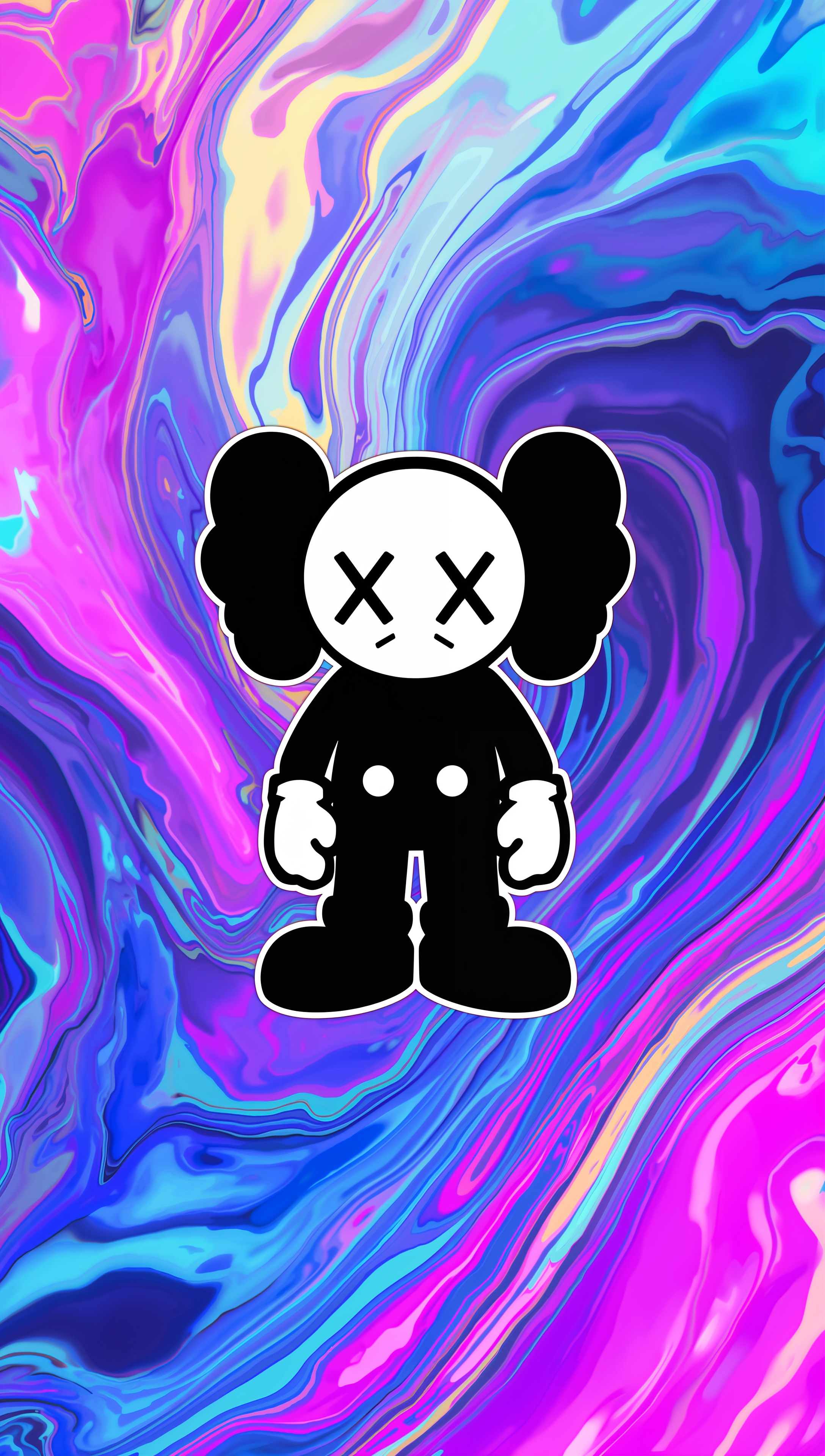 Kaws iPhone wallpaper – colorful cartoon figure